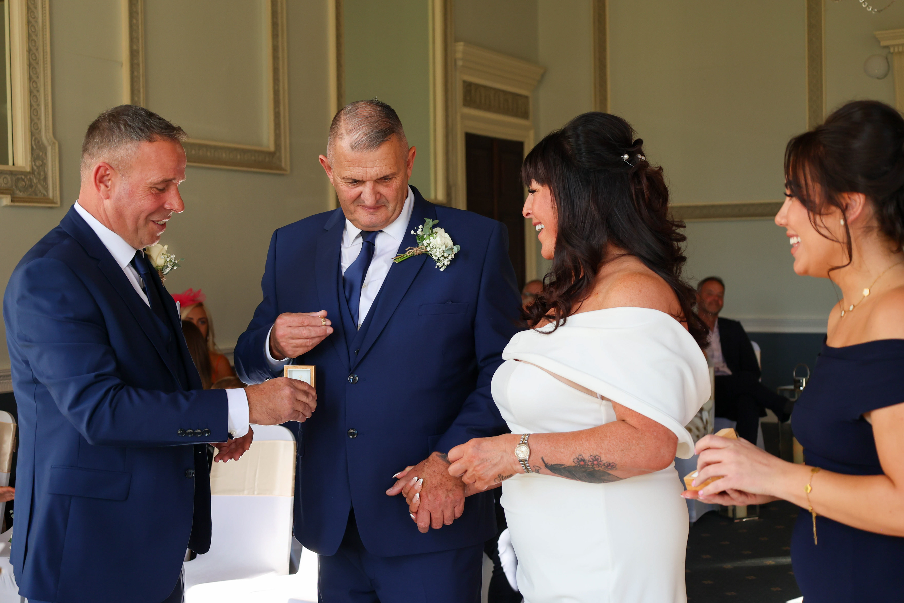 A moment of laughter as the best man delivers his speech.