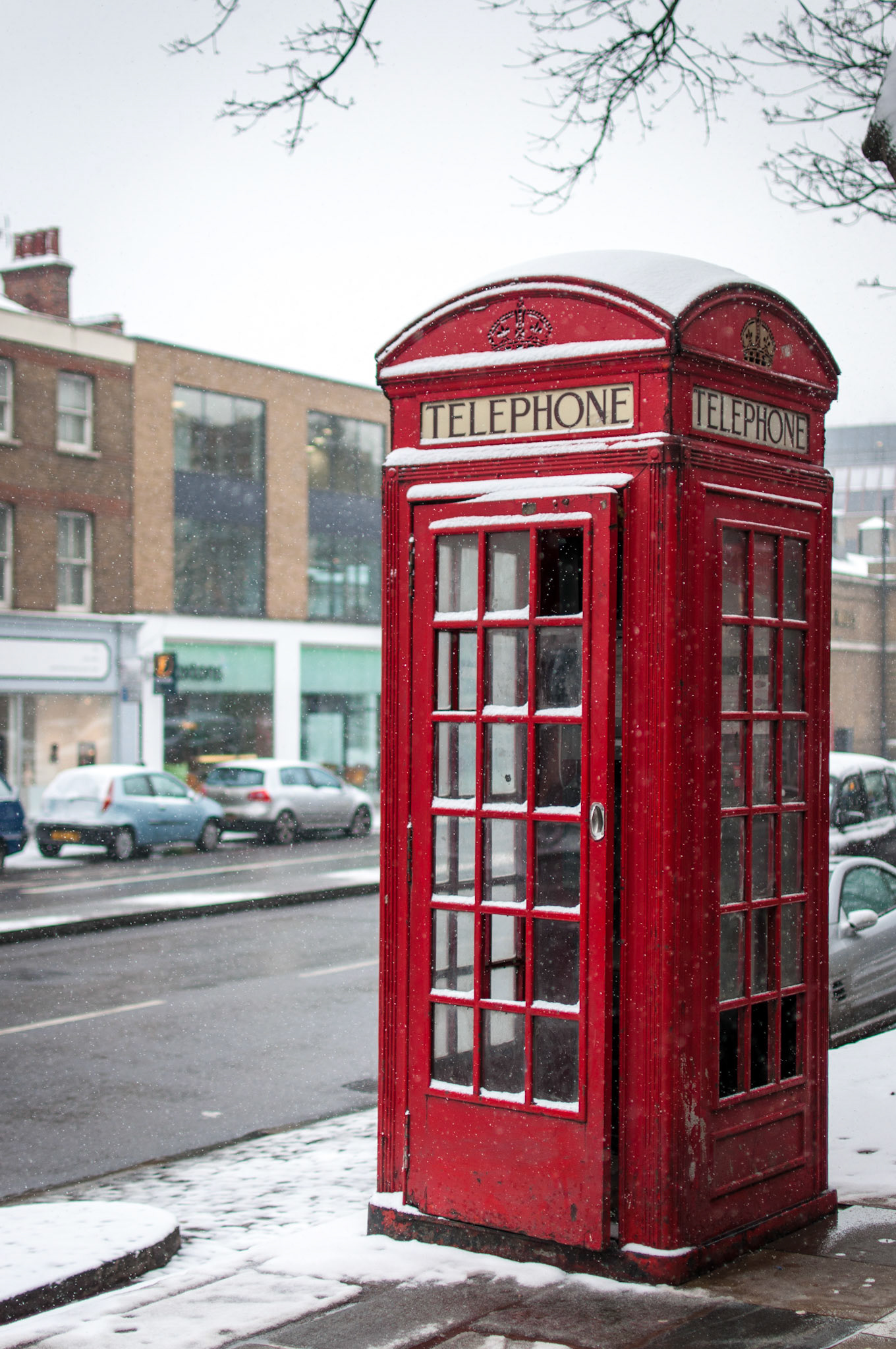 This draughty phone box, gives no shelter to anyone making a call.