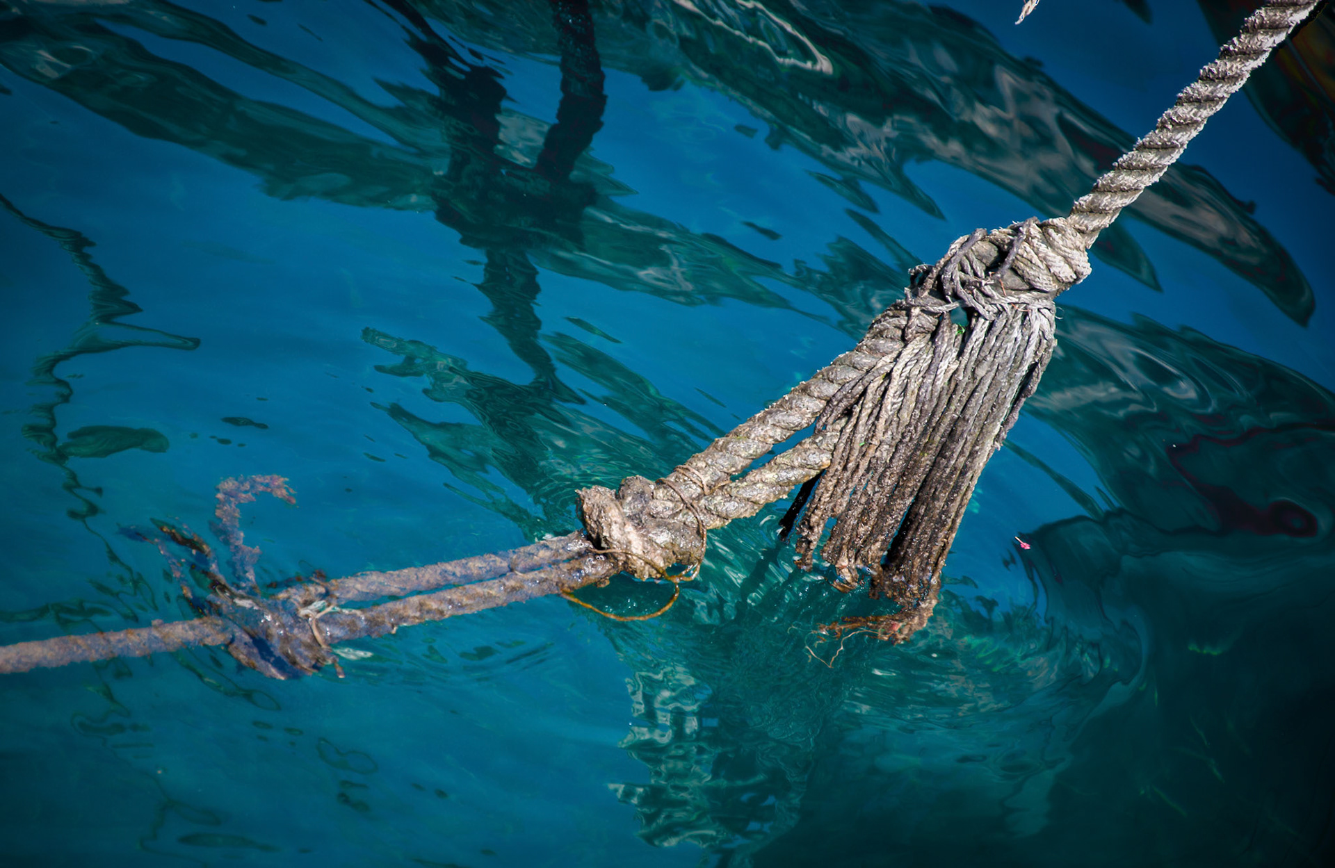 One of the sheets (ropes to the layman), in the Almafi Coast.