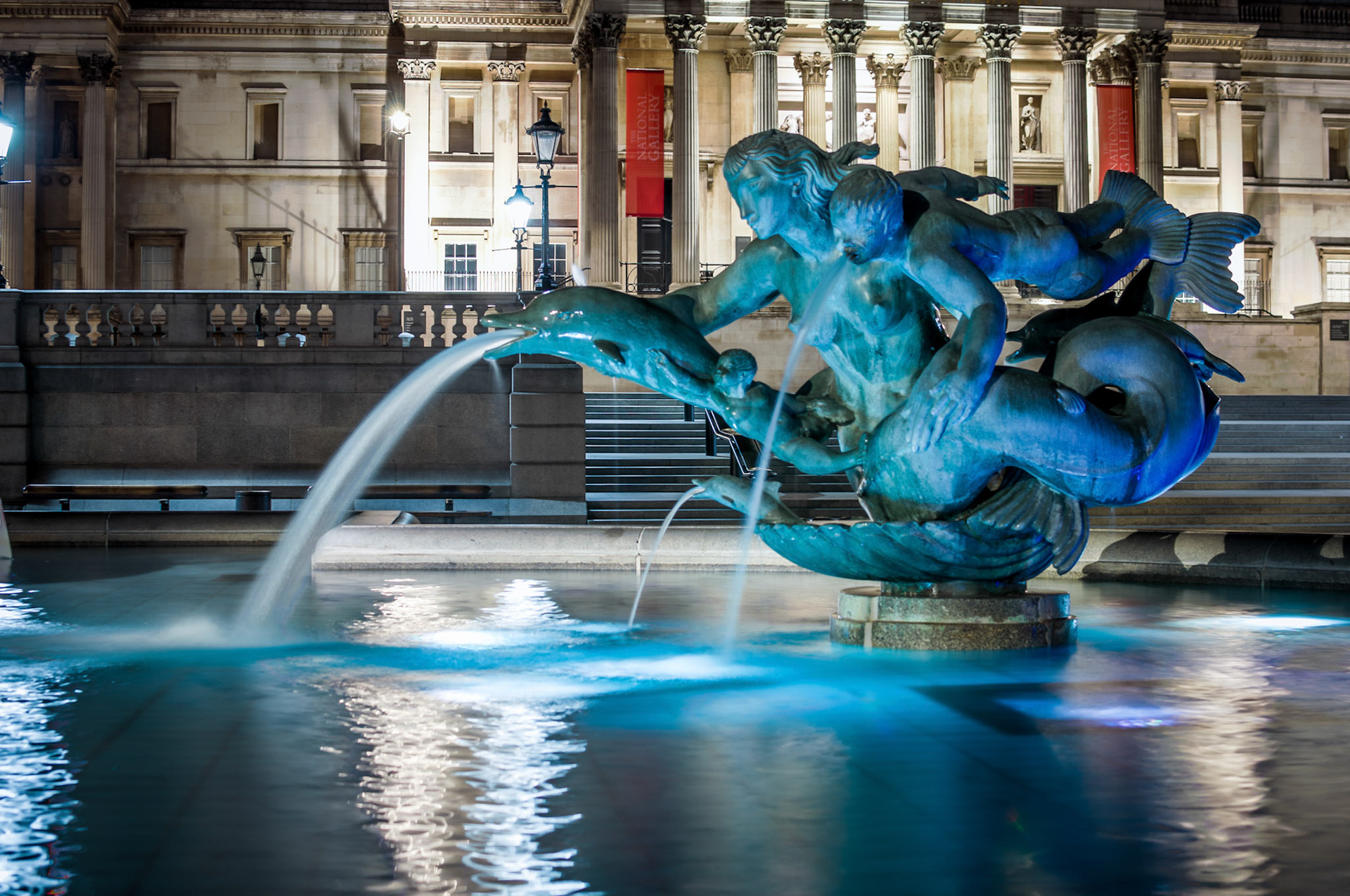 Trafalgar Fountain By Night