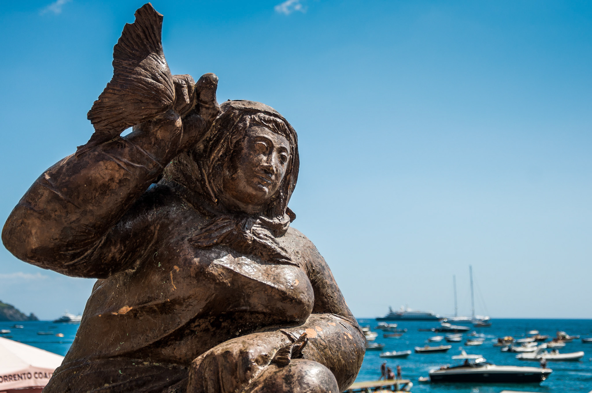 A strange but beautiful statue on the Amalfi Coast.