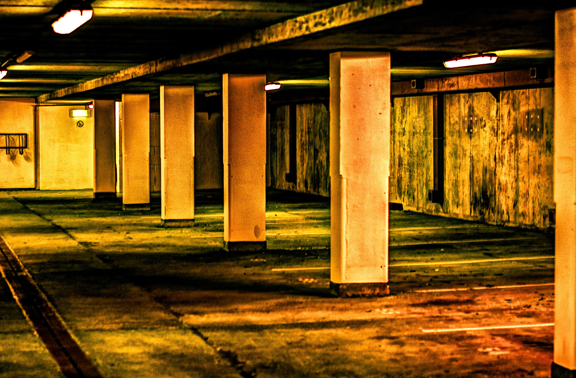 This is our work car park. Taken with a coloured infra-red film to give this effect.