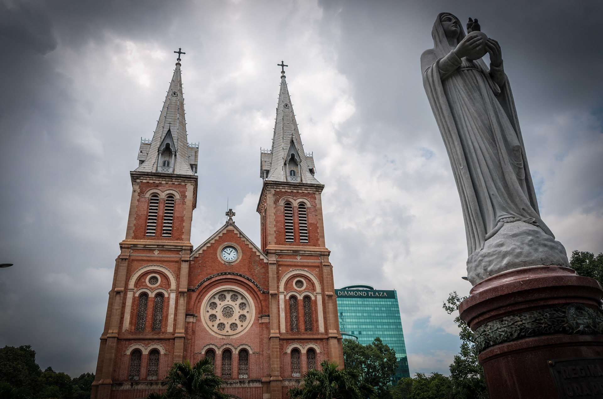Standing in front of the church
