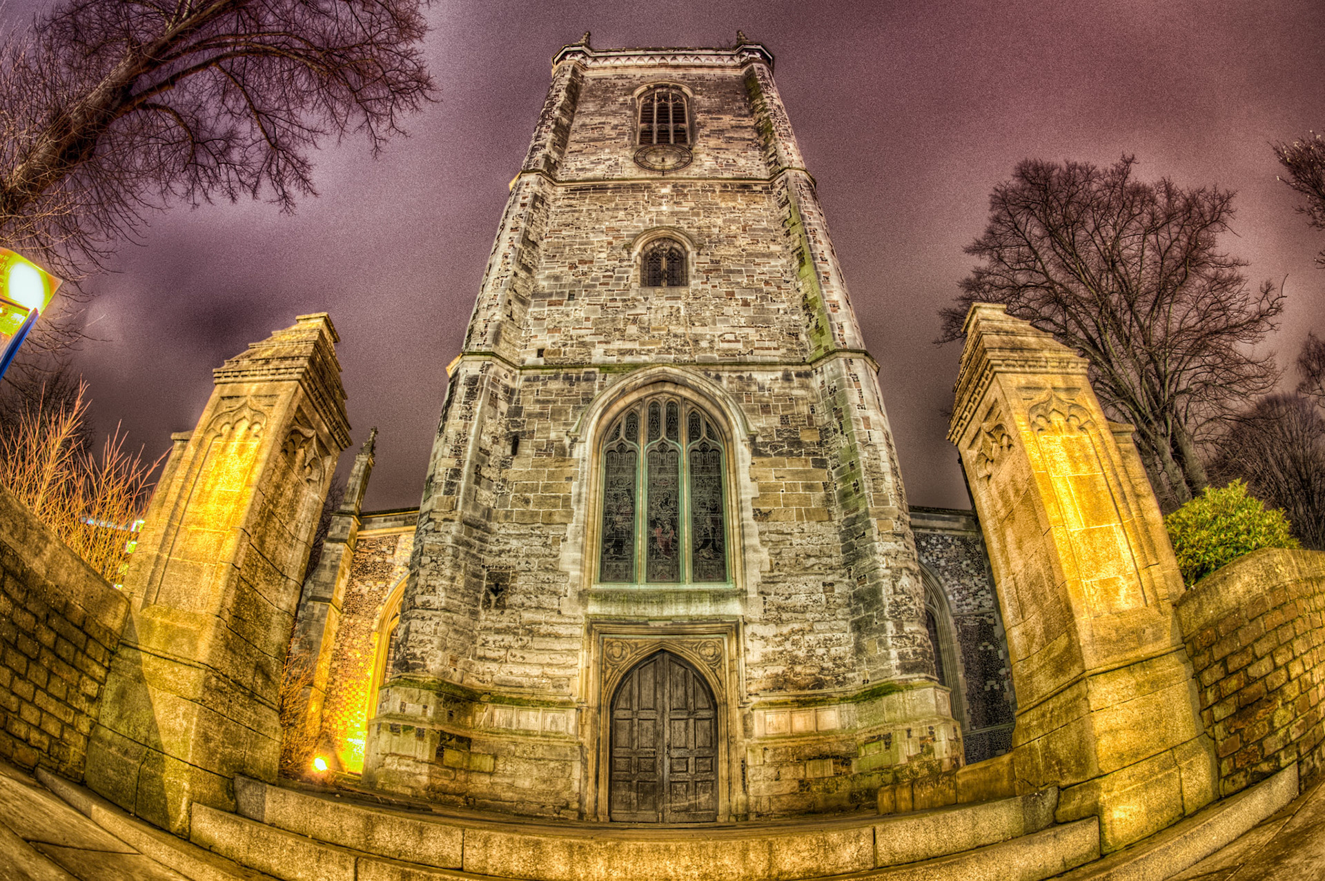 The tower entrance to the local church can be a scary place at night.