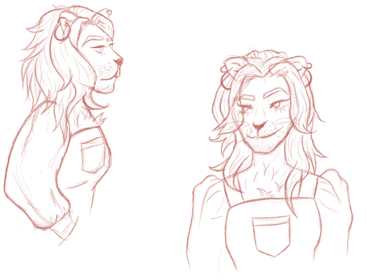 Digital lion girl sketch