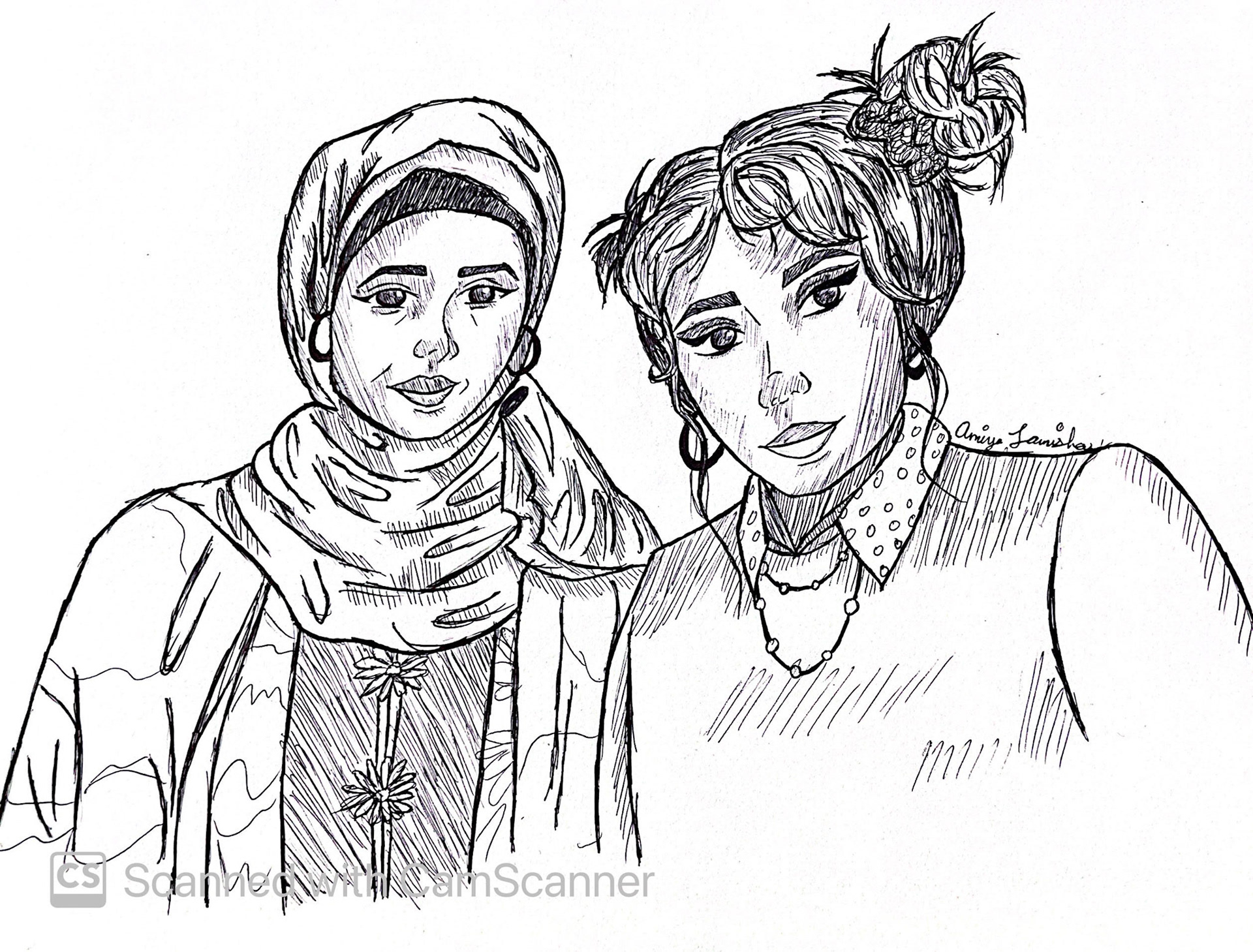 Family portrait in pen