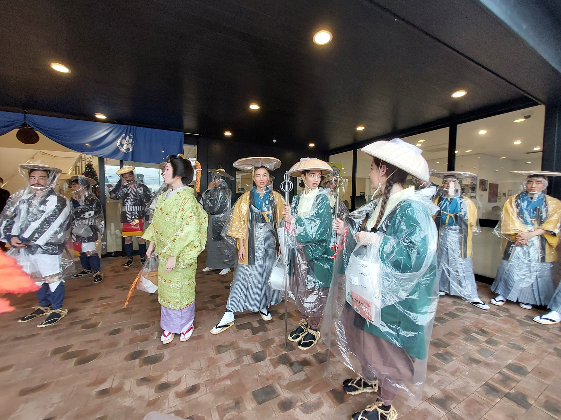 waiting before the march sporting awesome looking rain ponchos!!