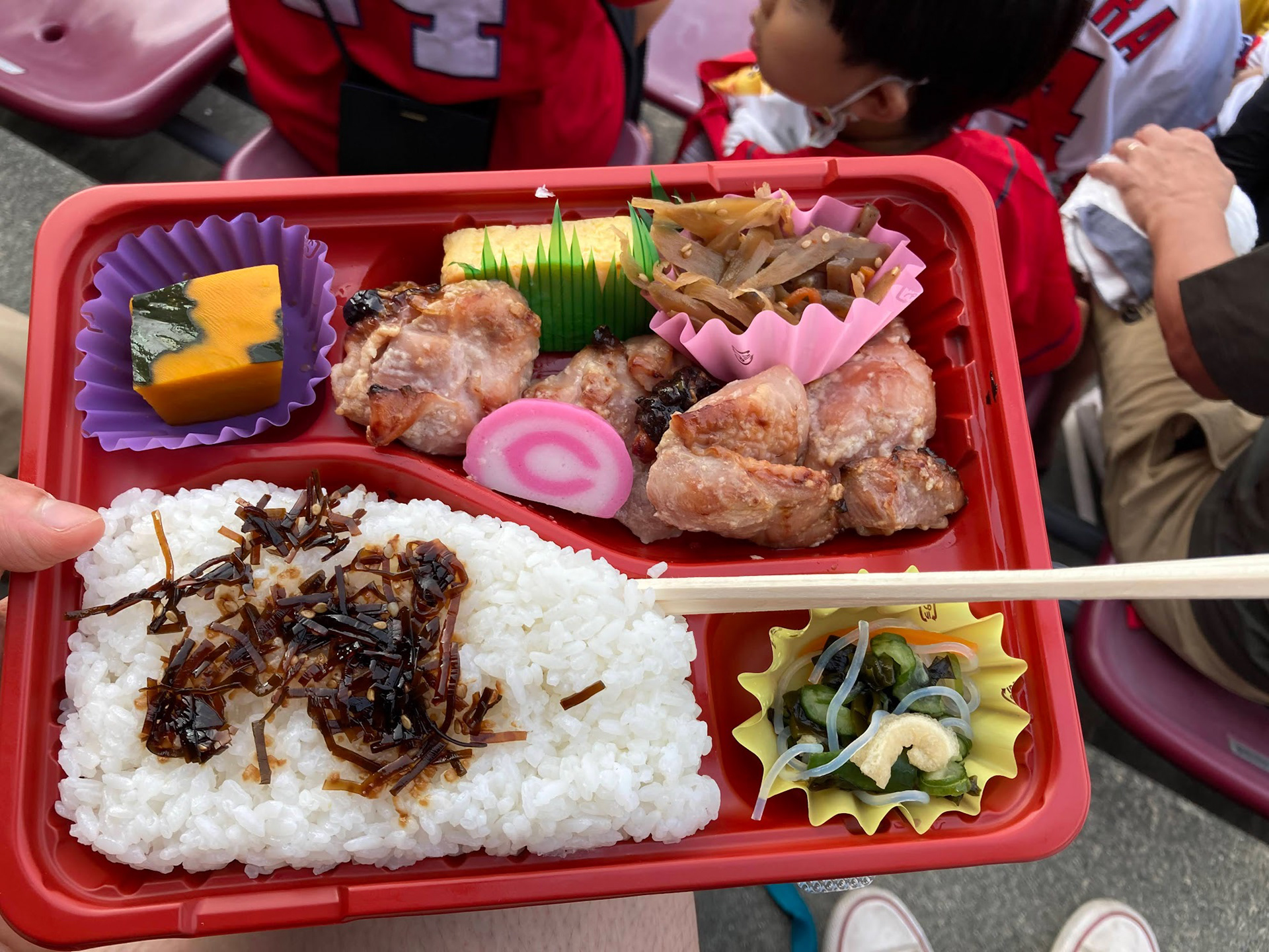 the bento that came with the ticket at a hiroshima carps baseball game!