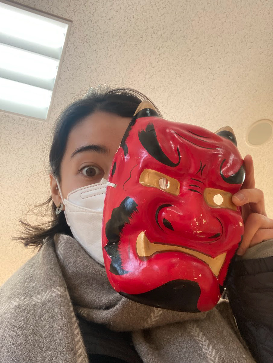 my oni mask and me getting ready for the BEANS