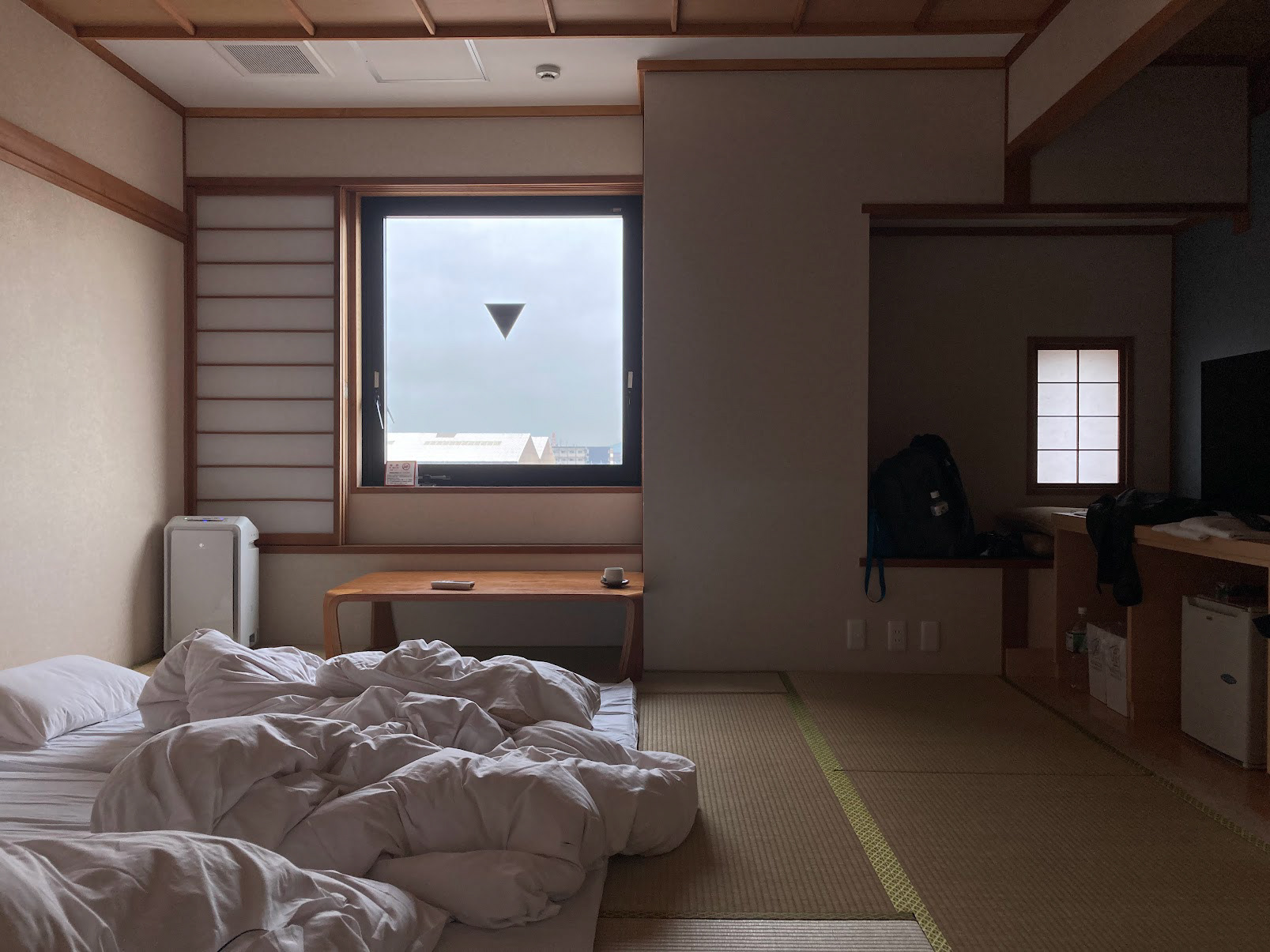 the quiet of our Kagawa hotel room in the morning