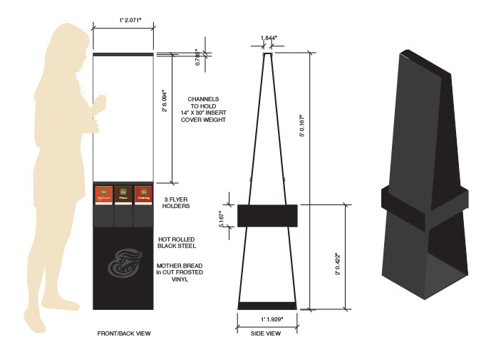 Greeting Stand was designed to be magnetic and hinged to fold for easy delivery and installation.