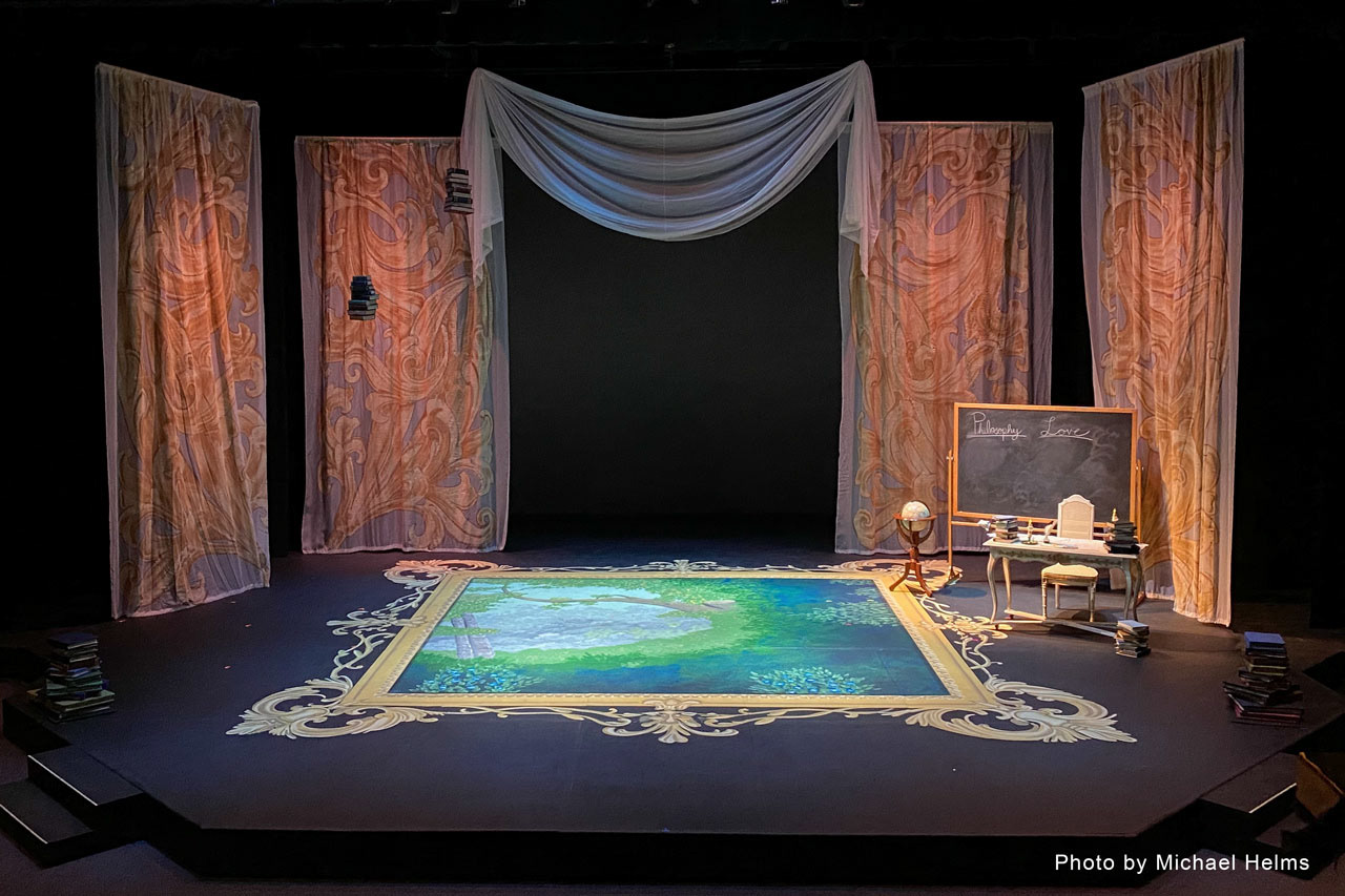 "Emilie du Chatalet..." Voile Drapes and Floor Mural