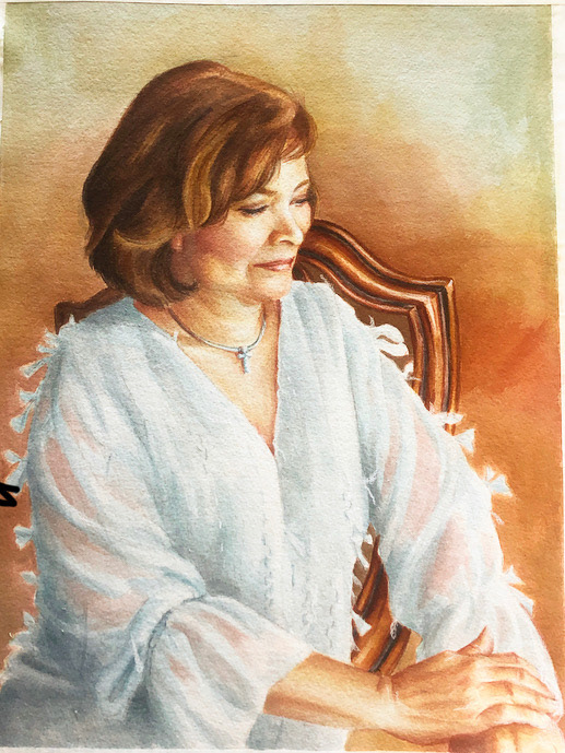 Cecile Portrait, on cold press paper, 12x16 in