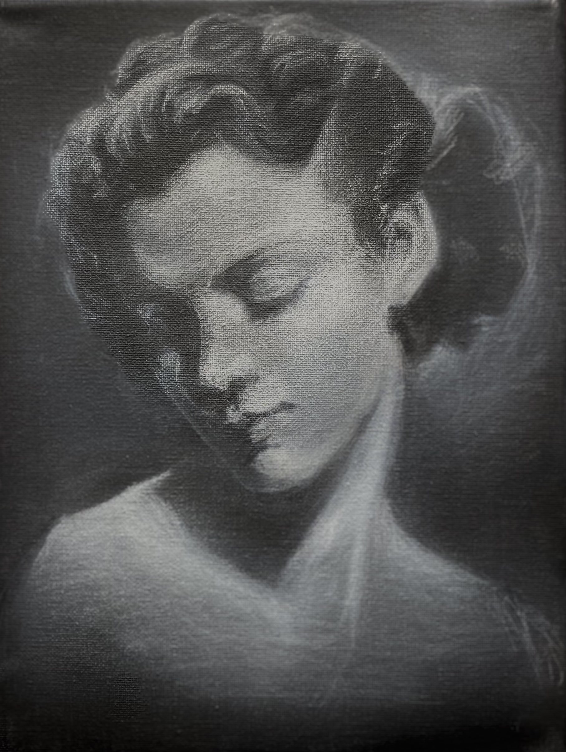 Arcane, 2022, 9x12 in, white chalk on a black canvas