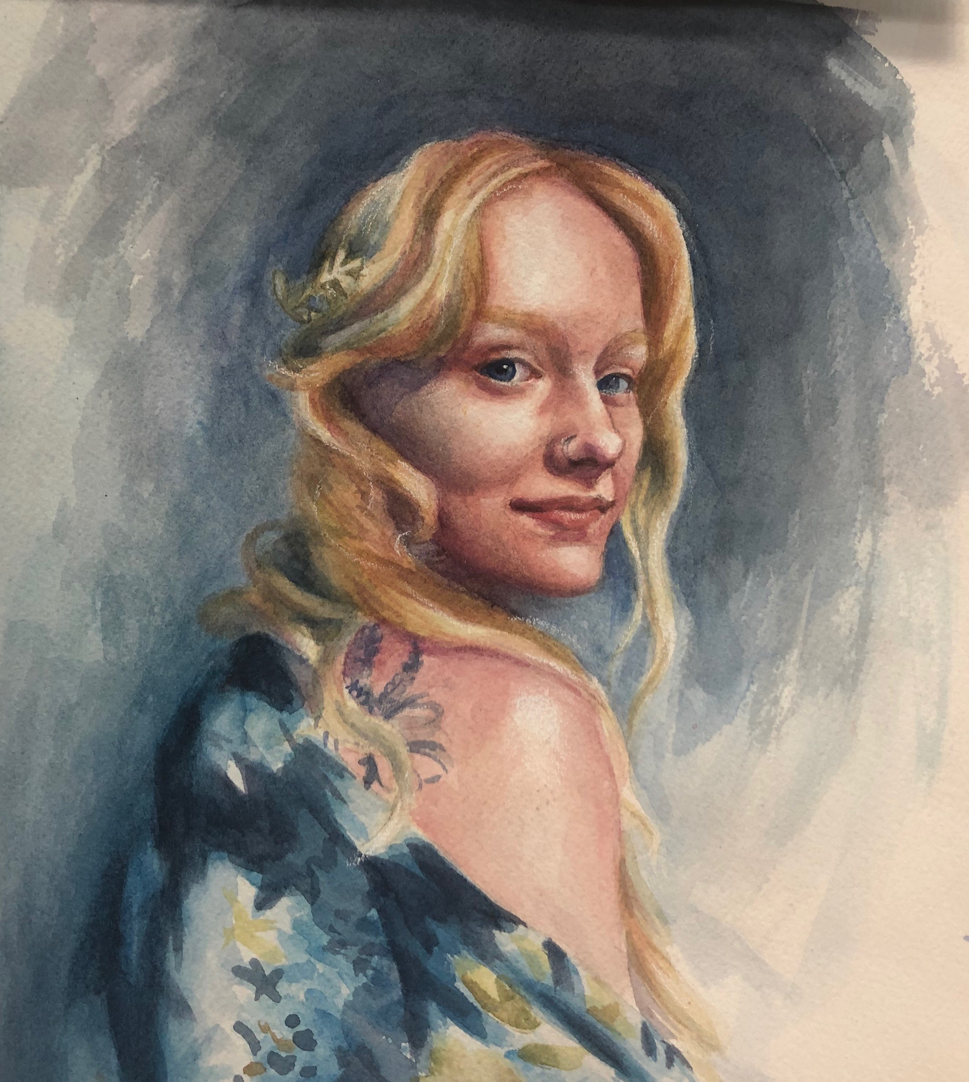 Blue Mystery, on cold press paper, 9x10 in