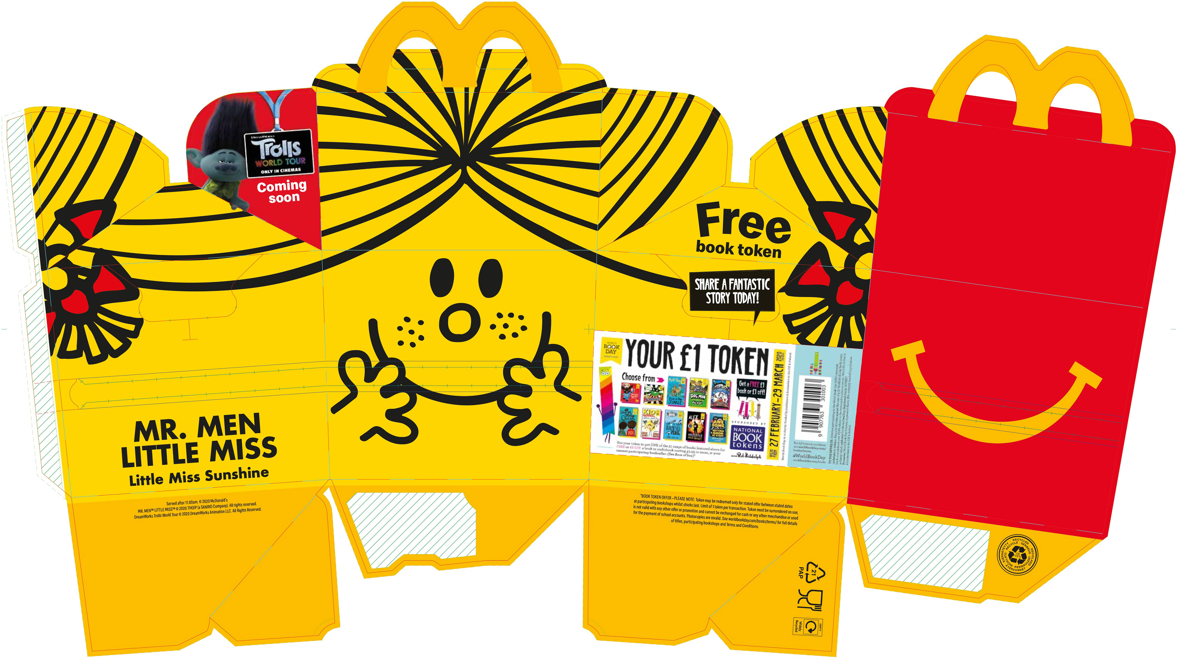 Mr. Men Little Miss – 2020 UK – Little Miss Sunshine Happy Meal box flat artwork