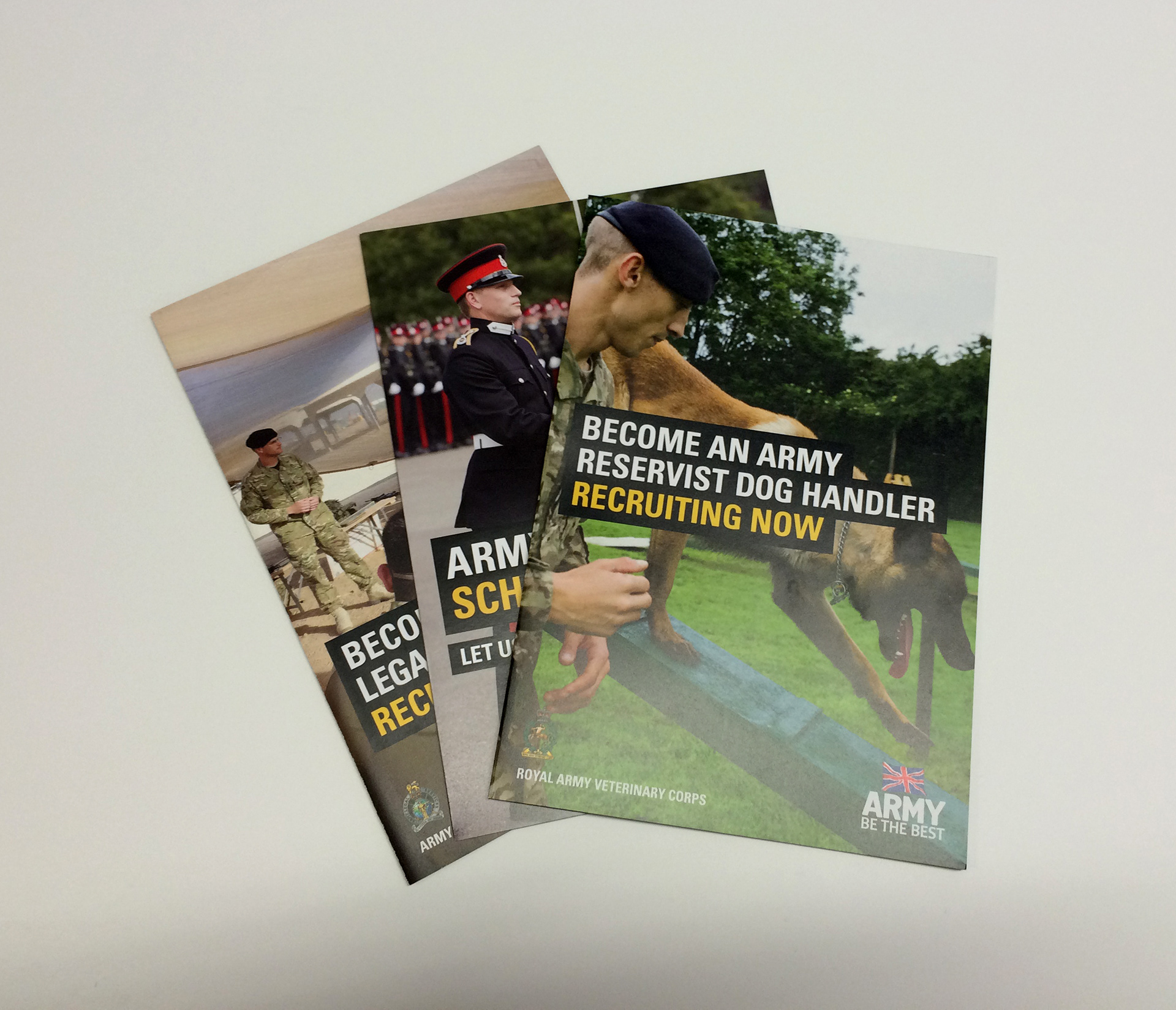 Army roles recruitment information leaflets
