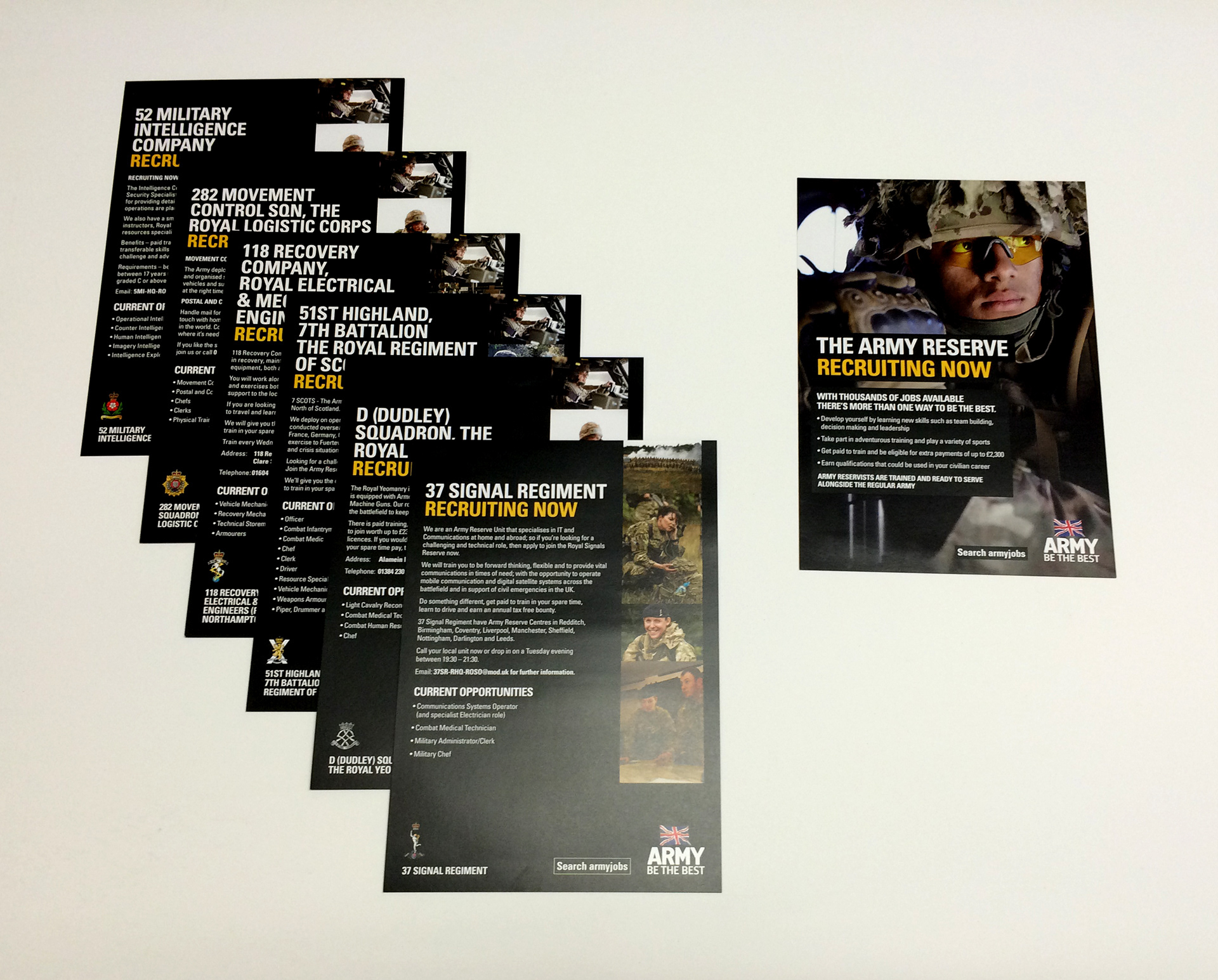 Army Reserve recruitment flyers