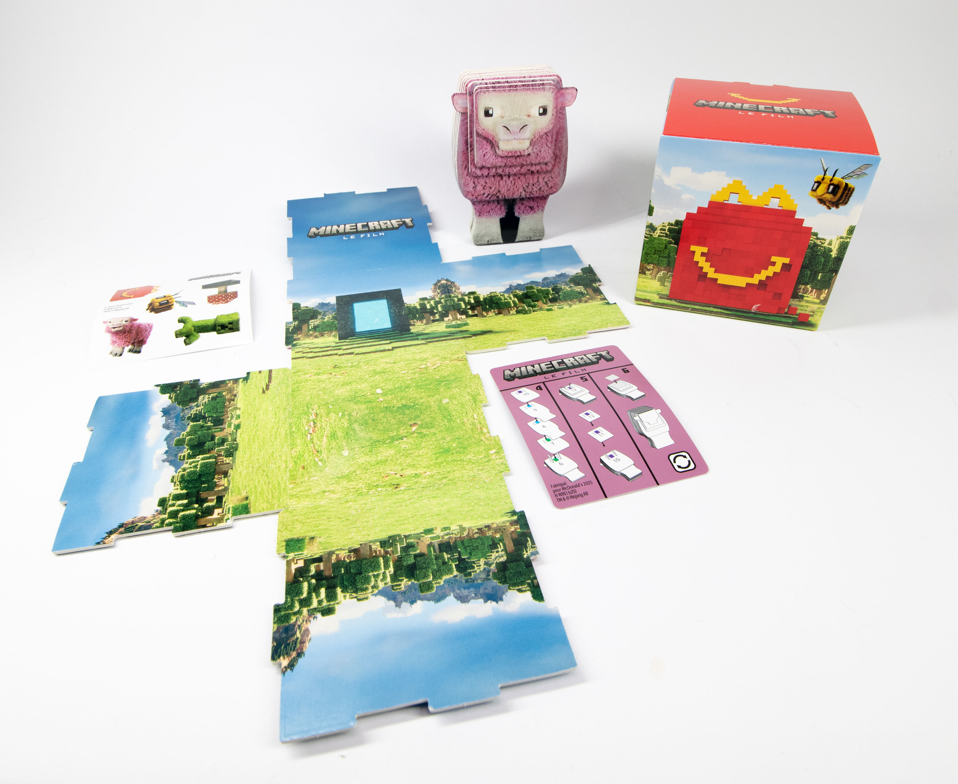 Pink sheep buildable (assembled), with block world and stickers  - production line photos