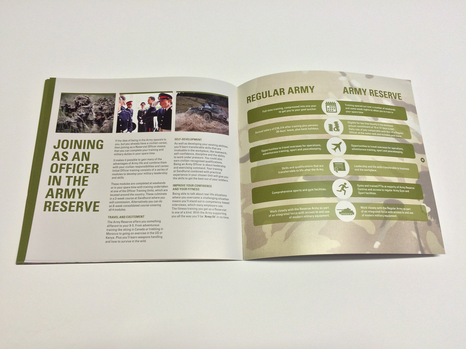 Army Officer recruitment guide booklet (inside pages)