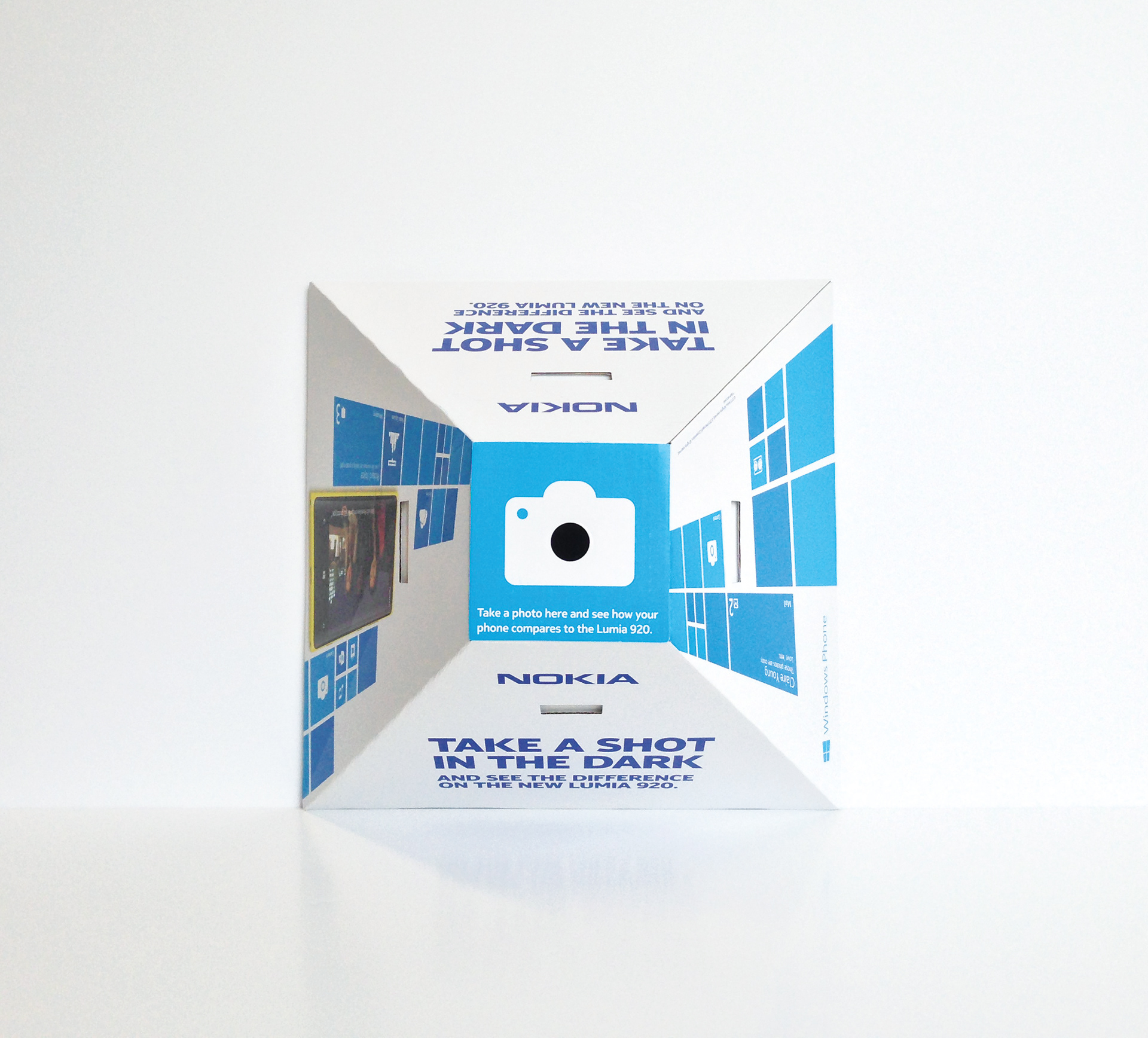 This is Lumia campaign – Nokia in-store camera blackout pyramid