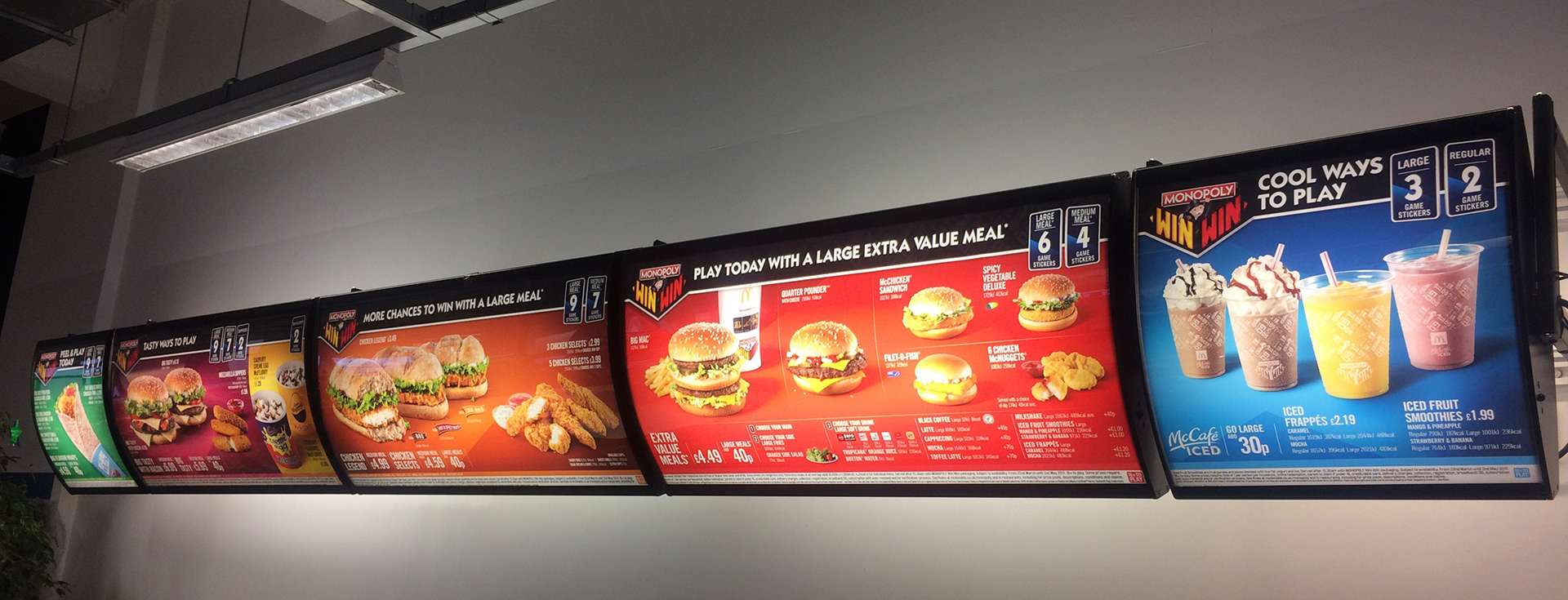 McDonald's Monopoly – UK  2017  – in Restaurant digital menu boards