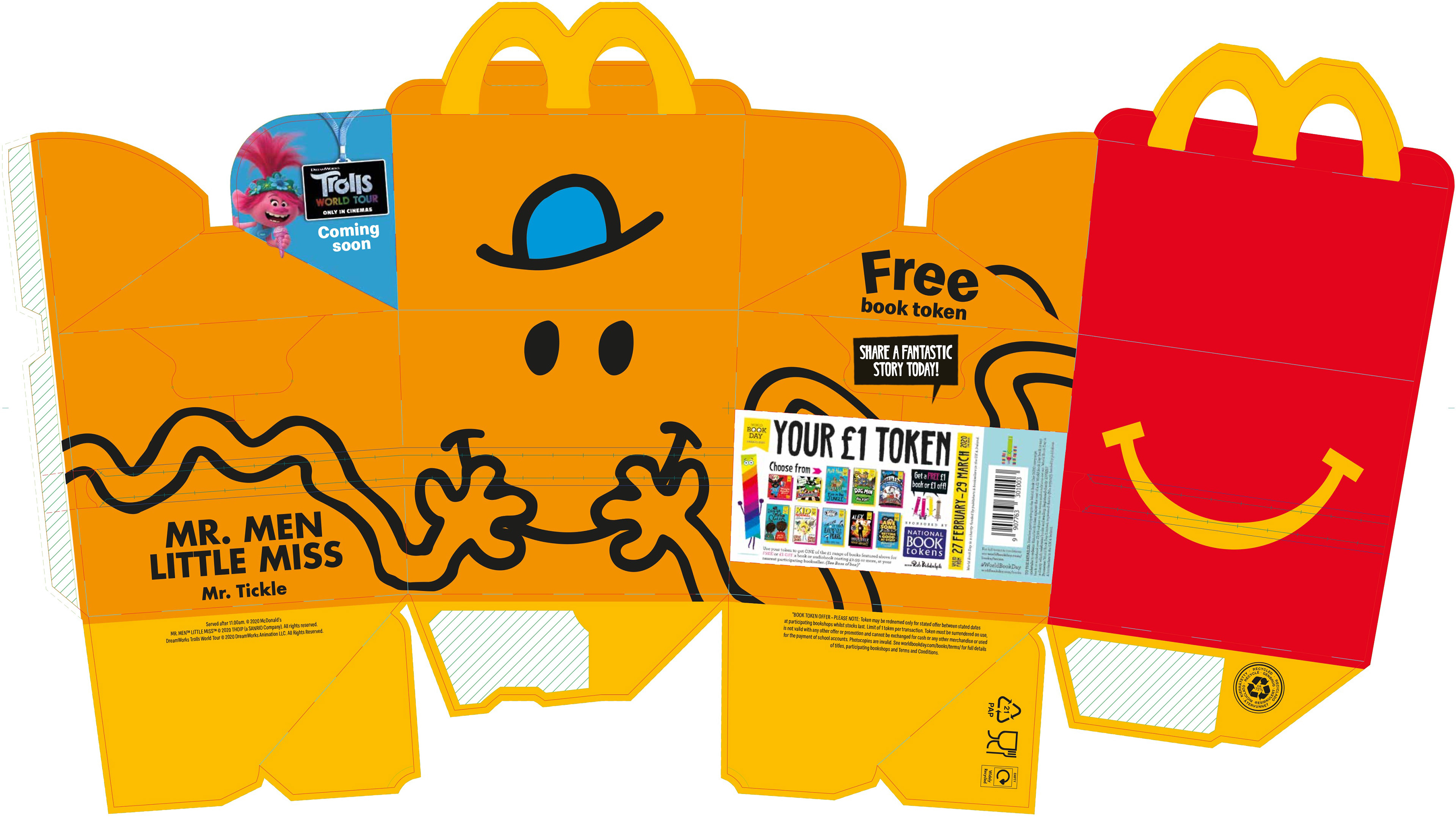 Mr. Men Little Miss – 2020 UK – Mr. Tickle Happy Meal box flat artwork