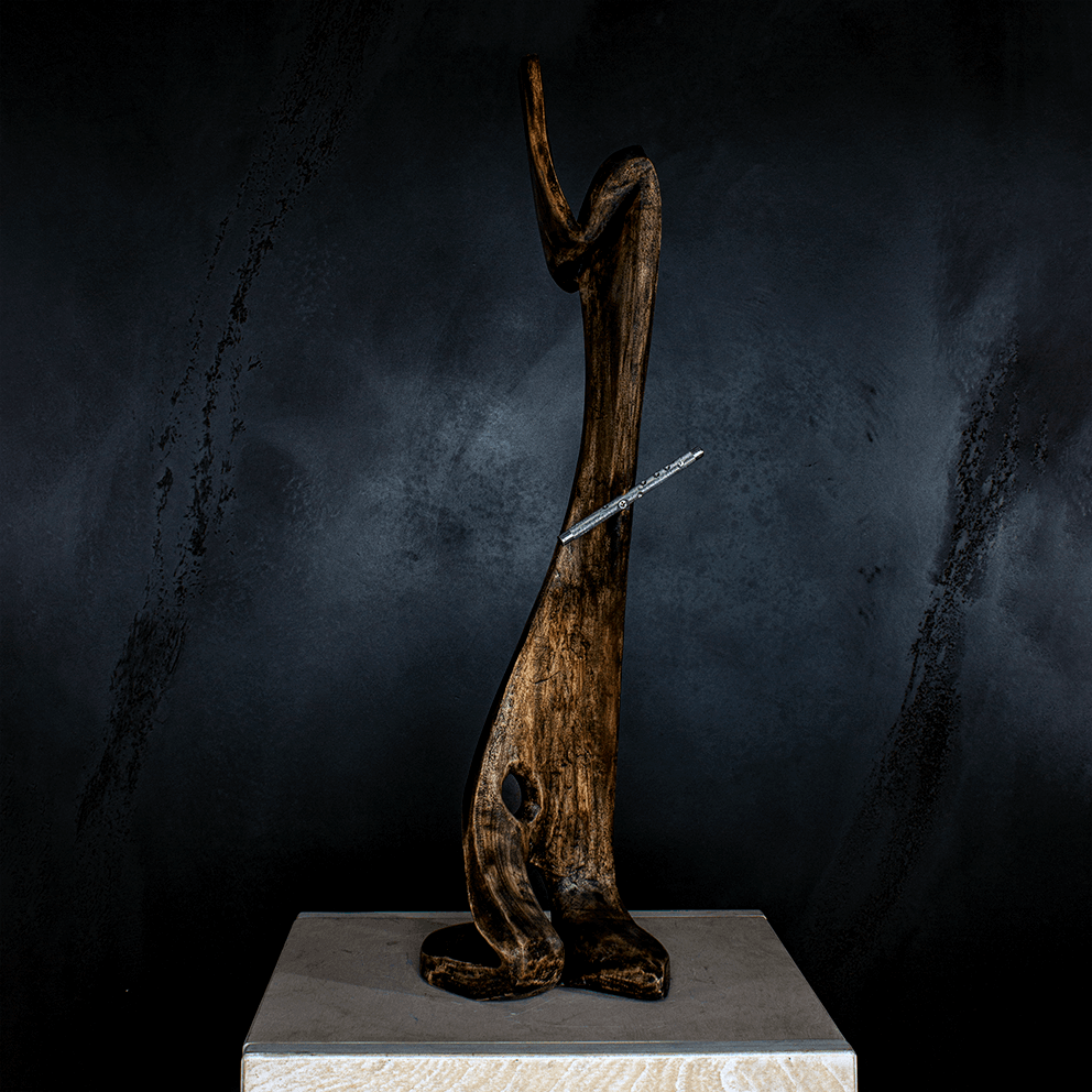 le flutiste - 2021, Linde, lasiert & lackiert, 69cm