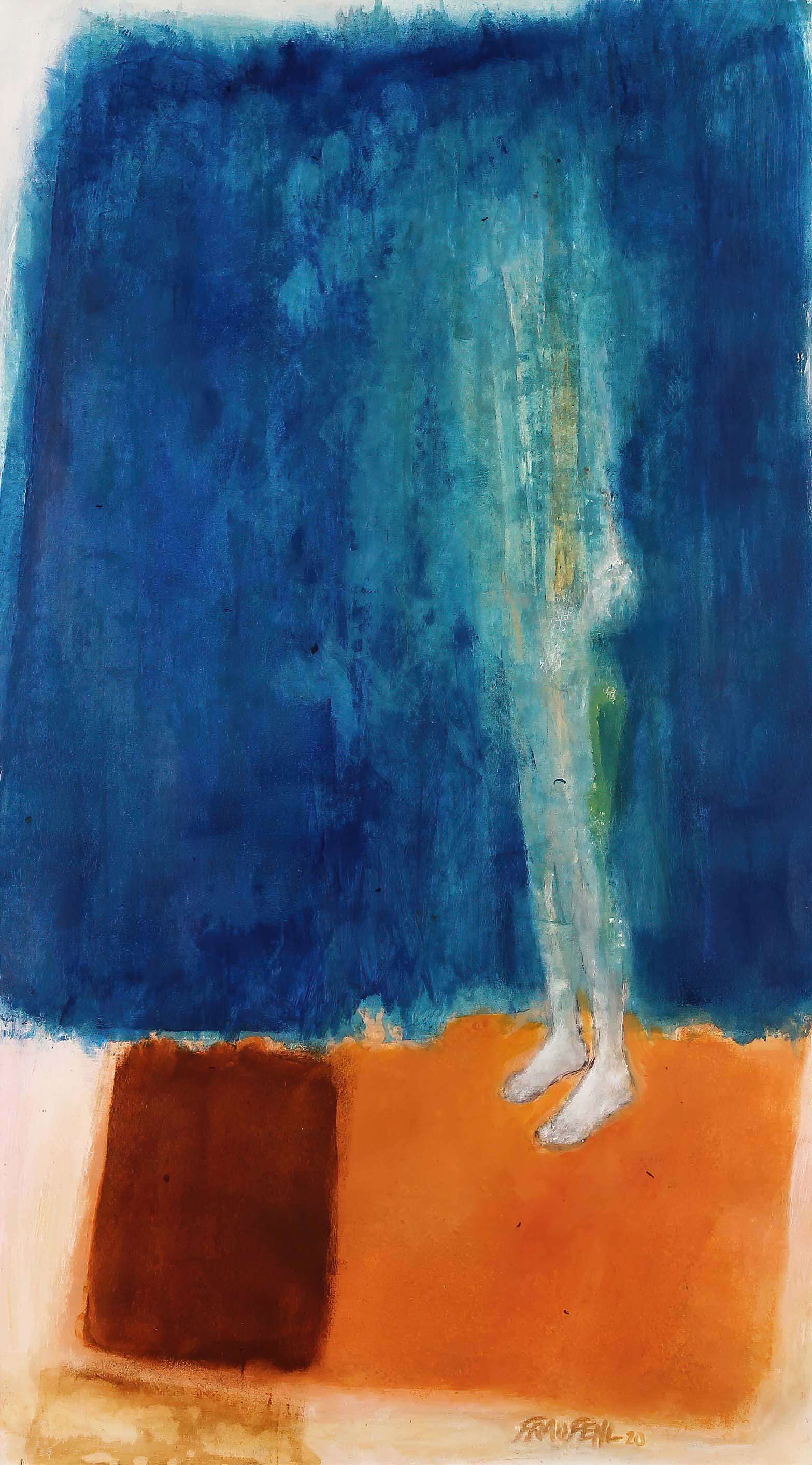 lost in the blue - 2020, acryl auf karton. 39cm x 68cm