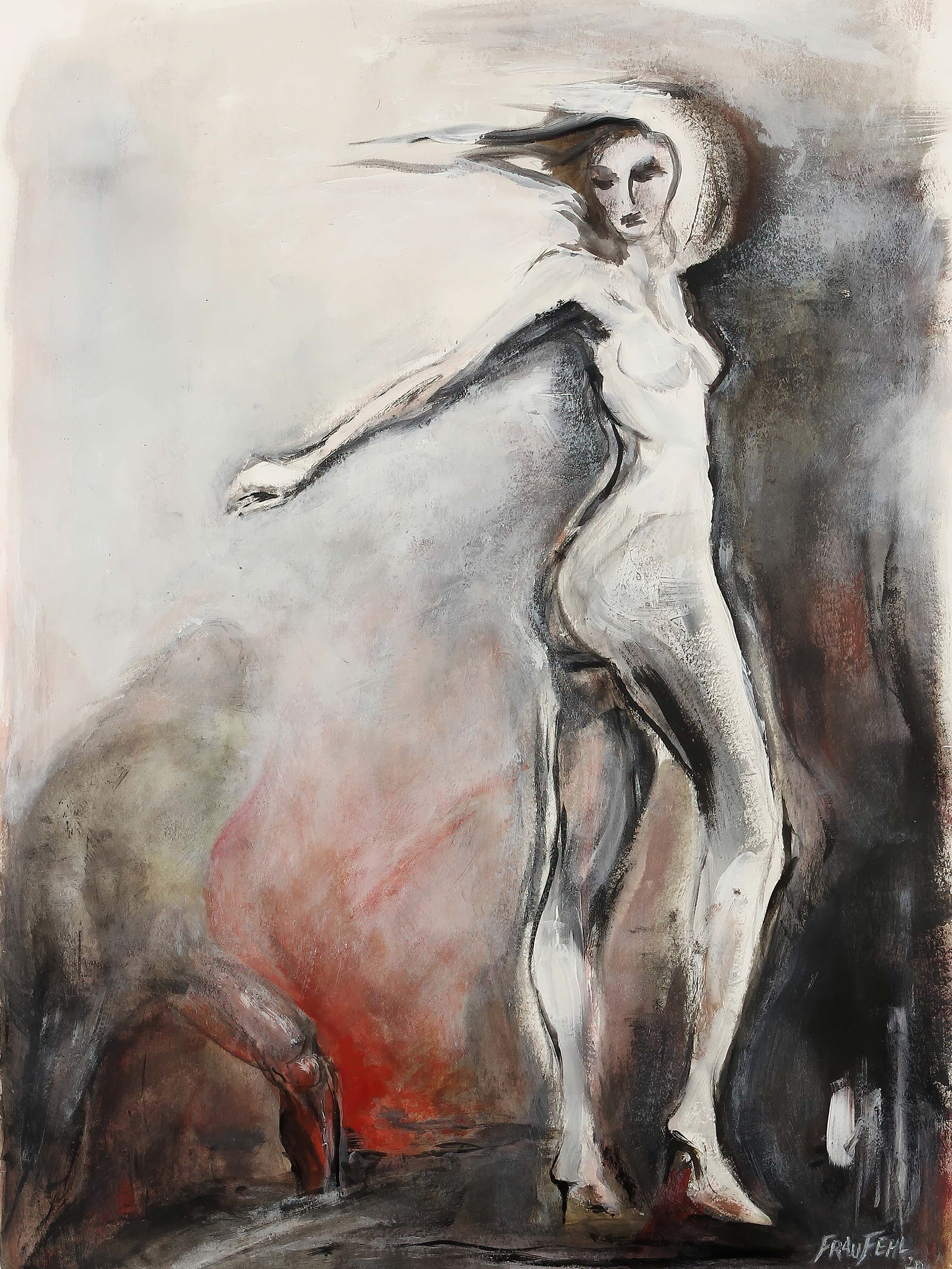 folge mir, berserker - 2020, acryl aut papier, 49cm x 65cm