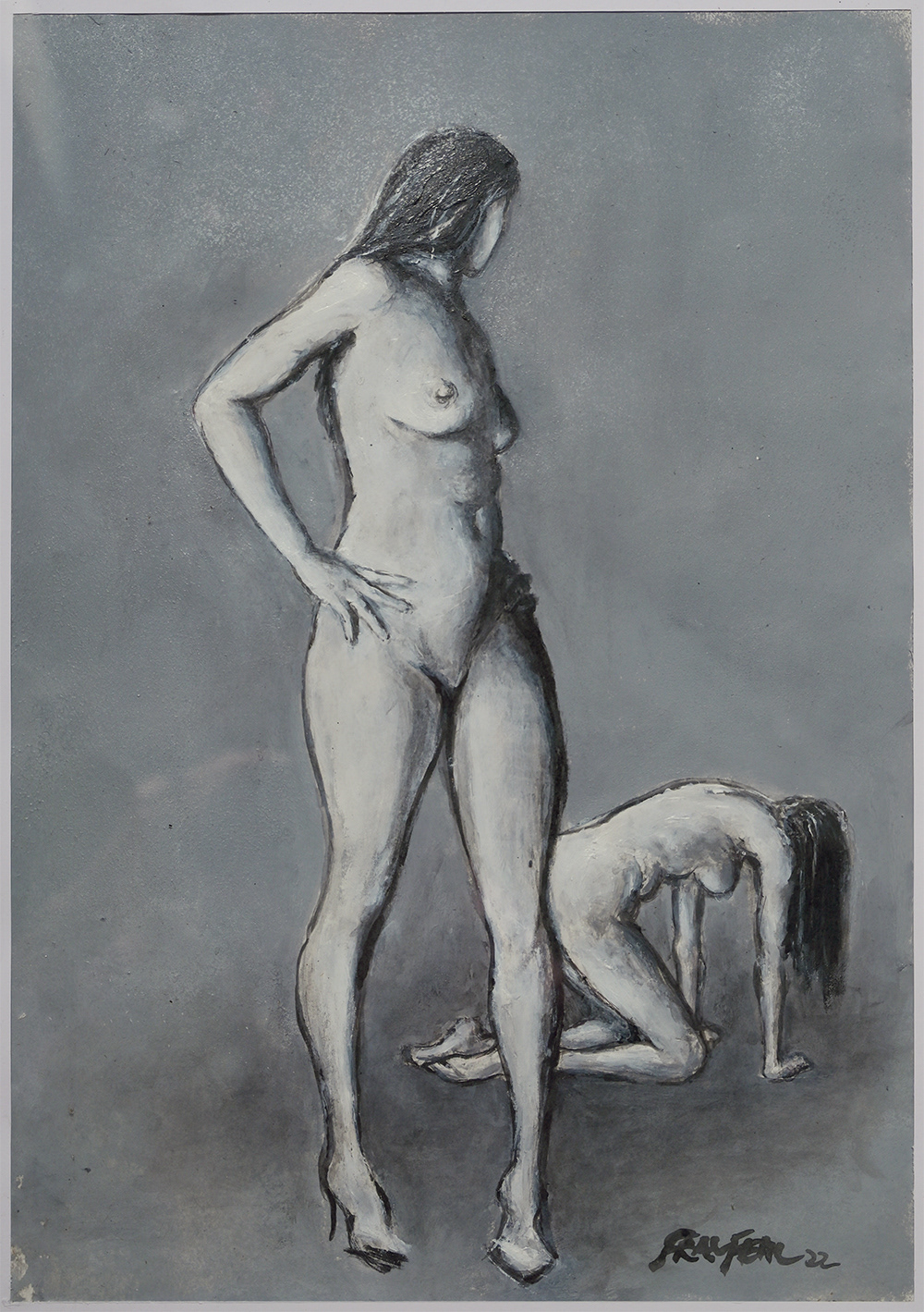 marleen, eine von uns beiden ....  - 2022, acryl, 41cm x 28cm