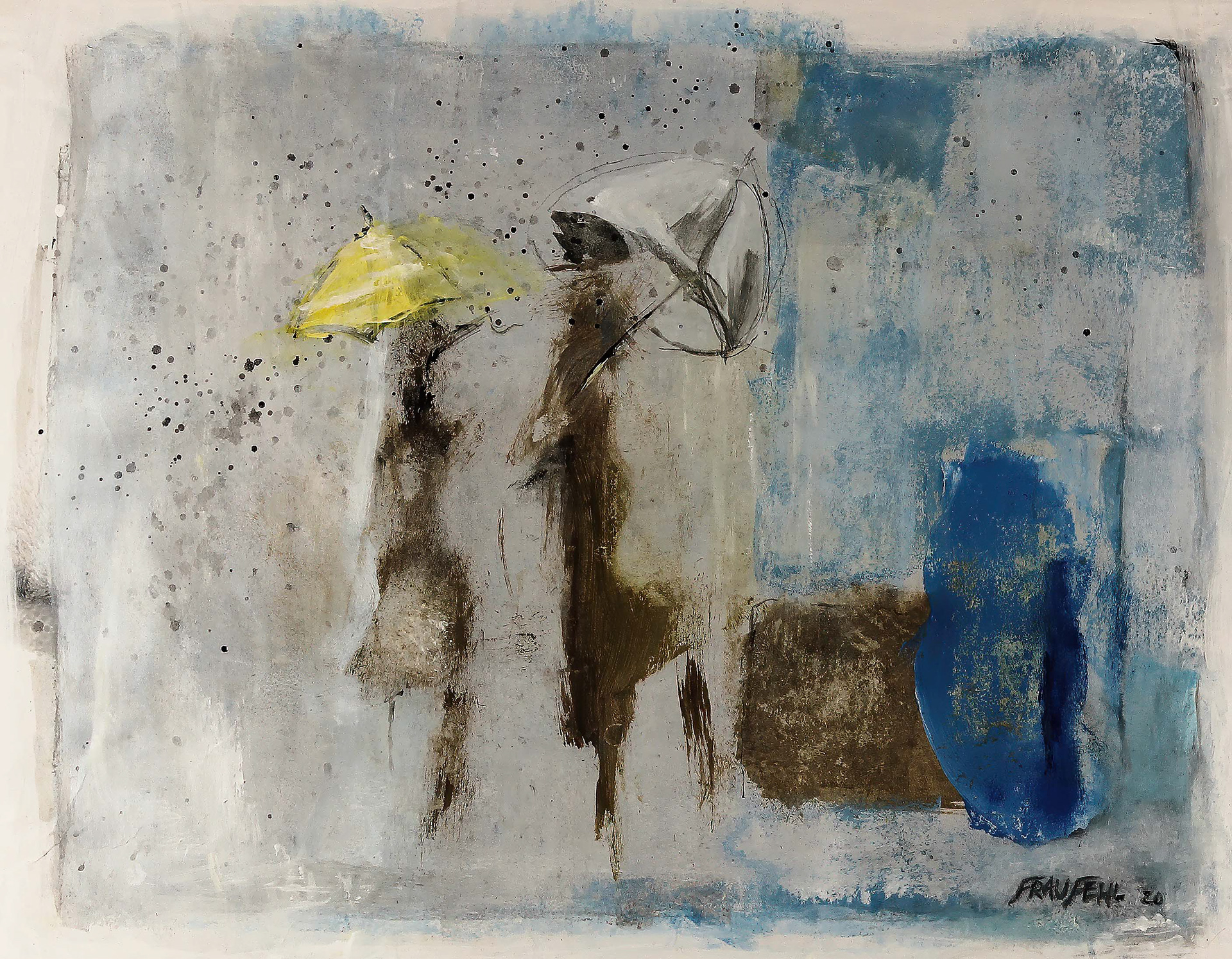 mujeres bajo la lluvia - 2020, acryl auf papier, 50cm x 40cm