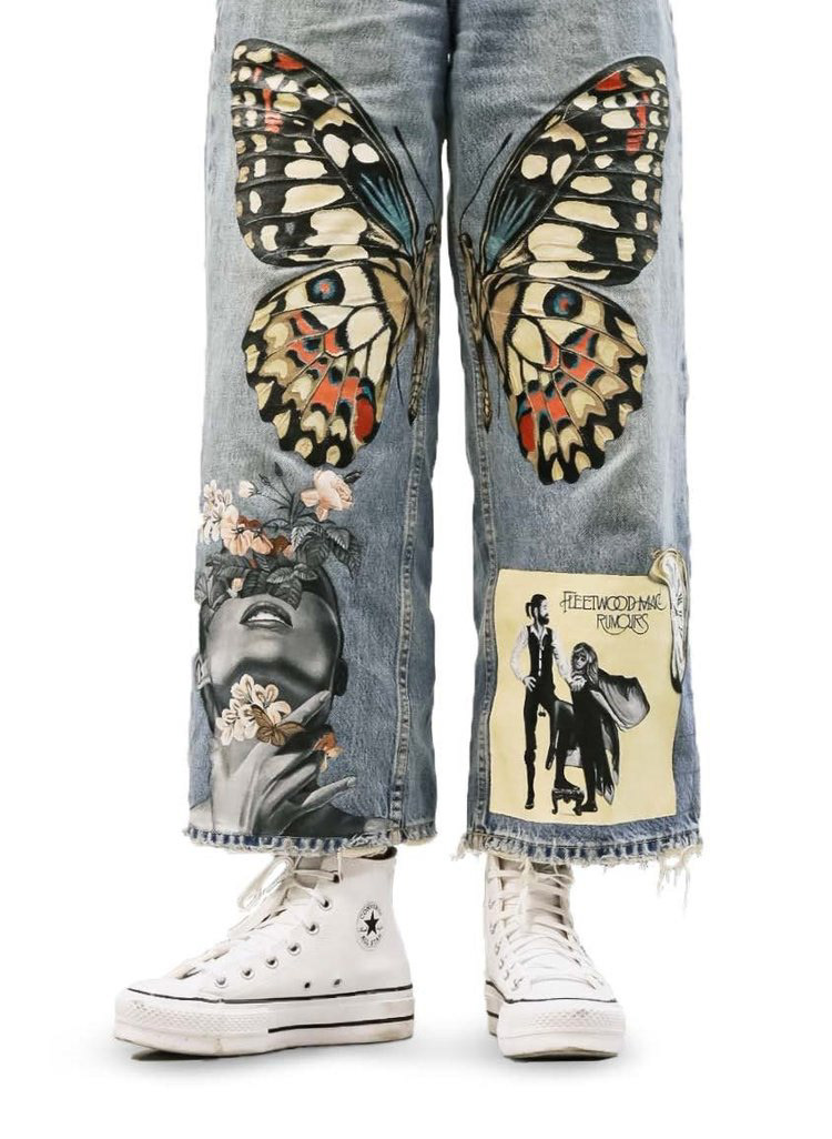 Hand-painted denim jeans
