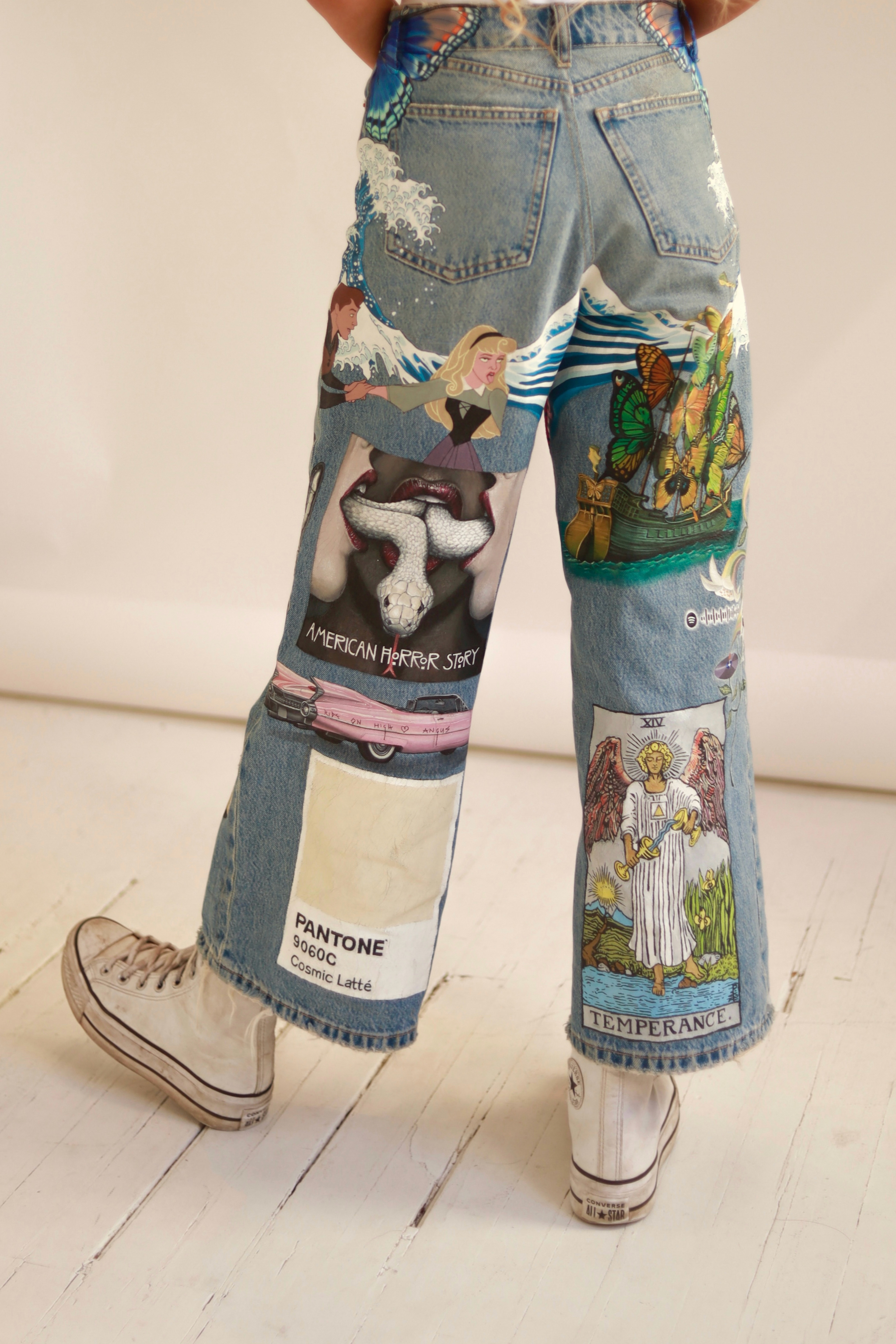 Hand-painted denim jeans