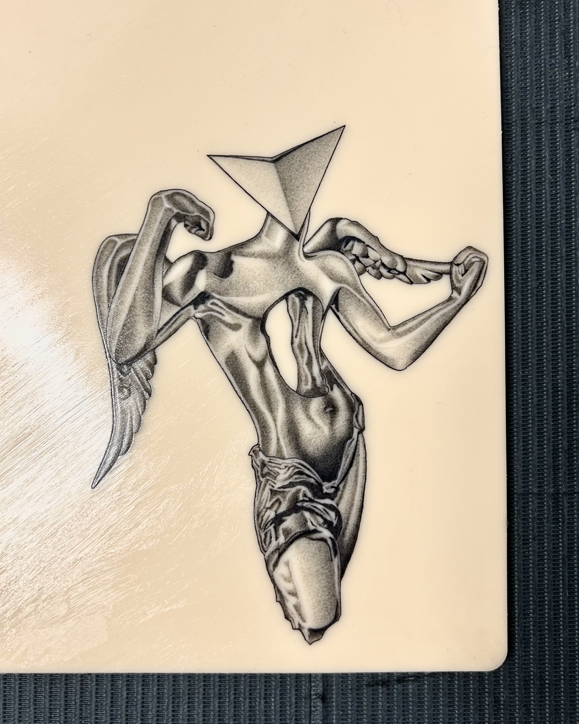 Tattoo concept applied on synthetic skin