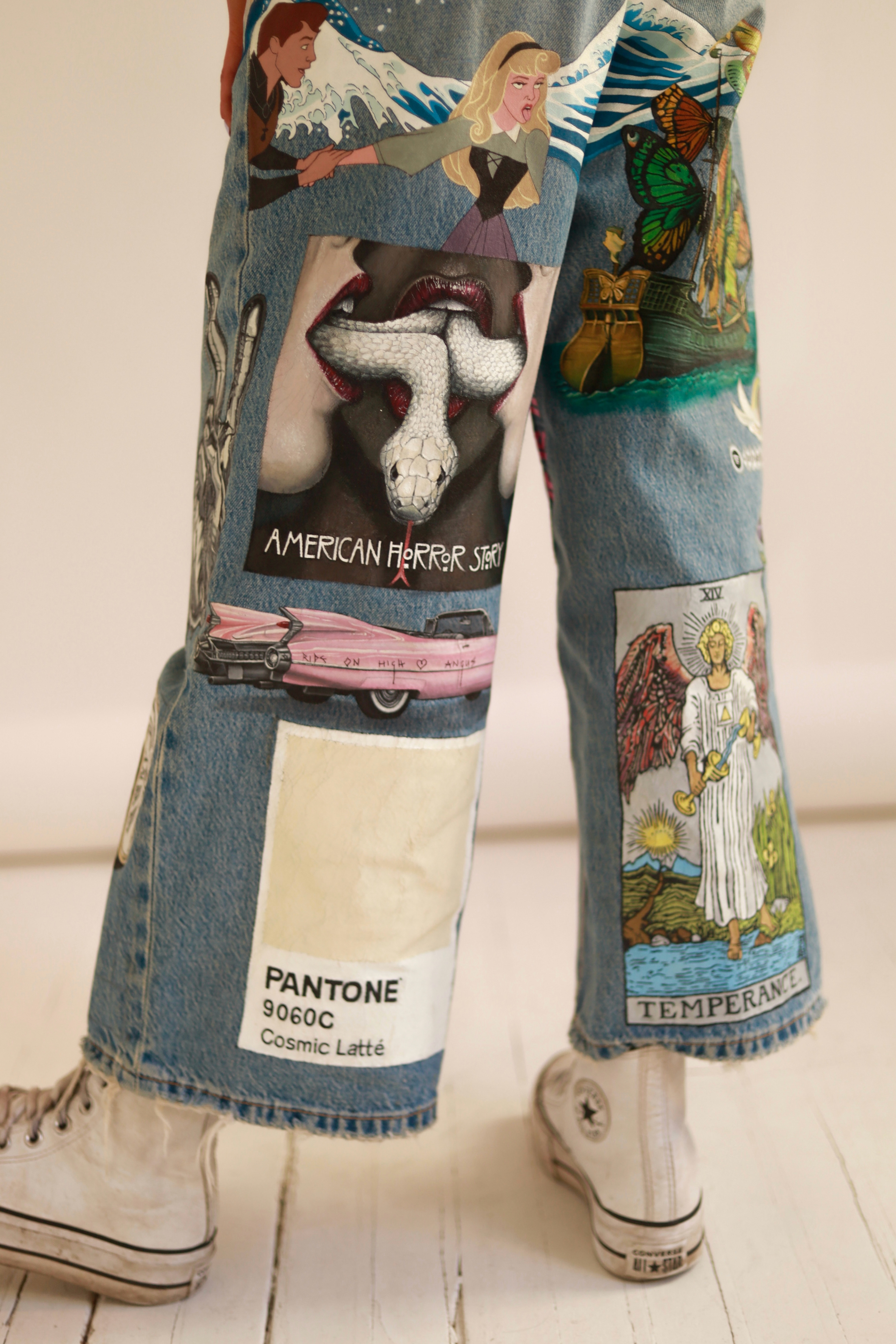 Hand-painted denim jeans