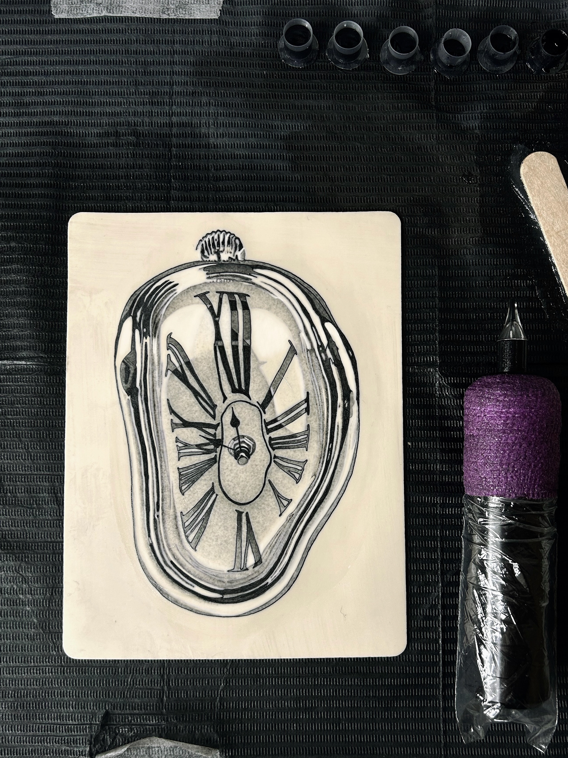 Tattoo concept applied on synthetic skin