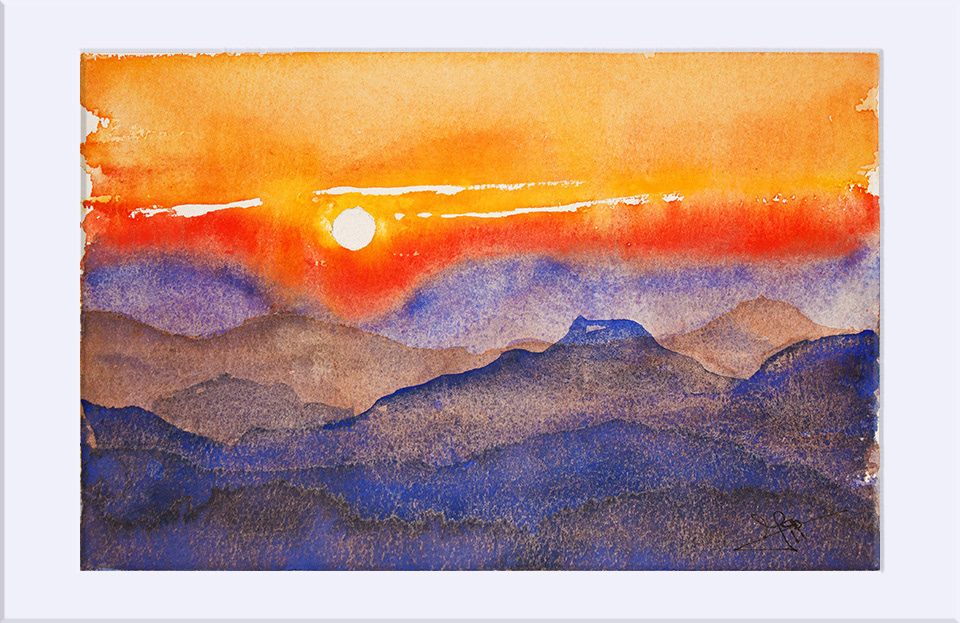 "ATARDECER II " - Acuarela, 17x26 cm