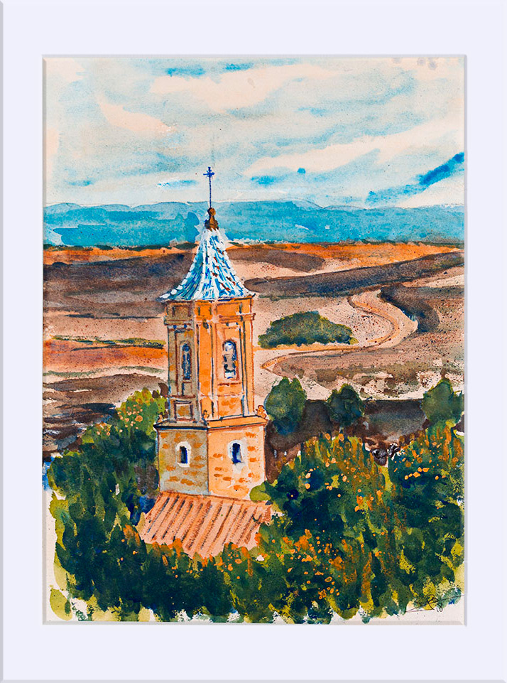 "Concud. Torre Iglesia" - Acuarela, 41x31 cm