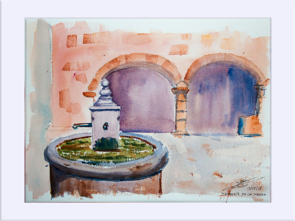 "Miravete. Fuente" - Acuarela, 31x41 cm