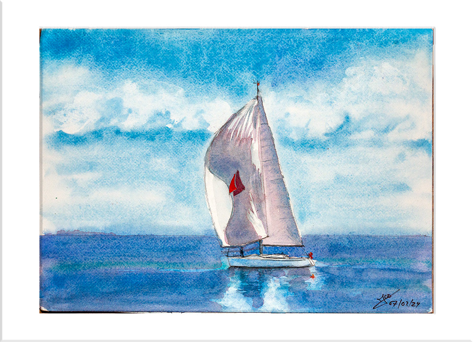 Comanche I. Acuarela, 26 x 36 cm