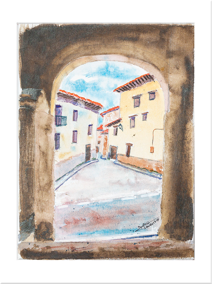 Villarroya de los Pinares. Tinta y Acuarela, 32x24cm