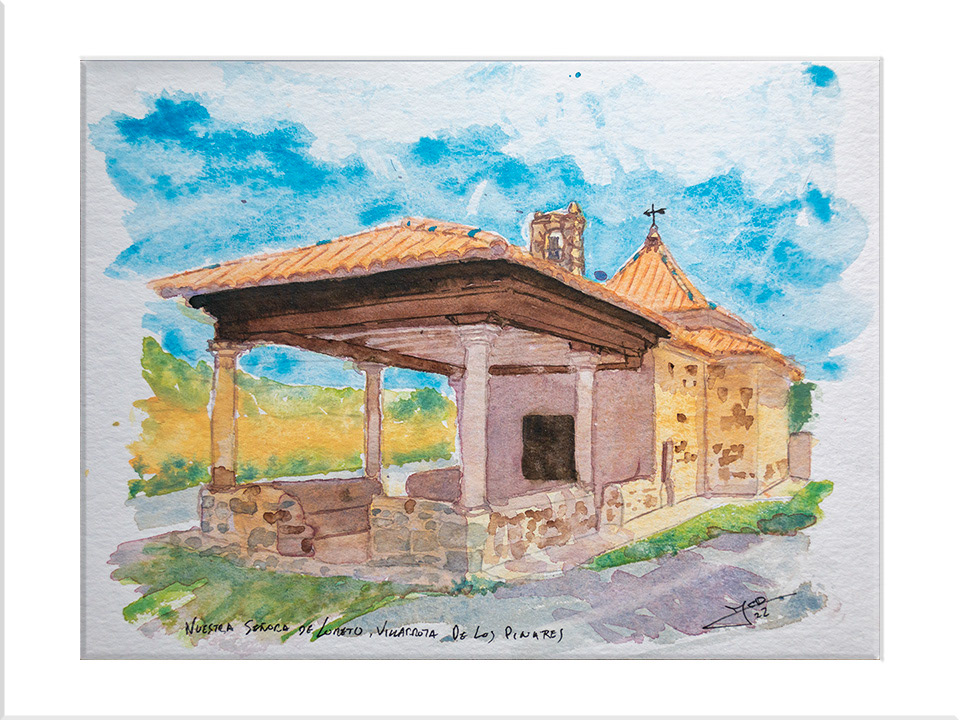 Villarroya de los Pinares. Nuestra Sra de Loreto. Acuarela, 24x32 cm