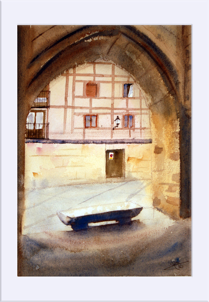 "Sto. Domingo de la Calzada " - Acuarela, 35.8x26 cm