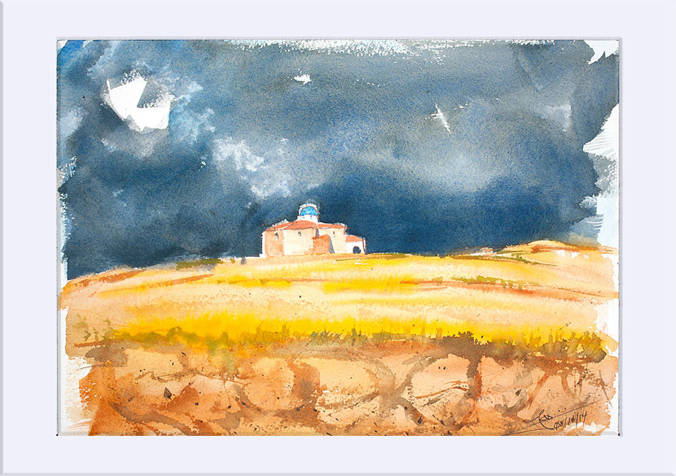 "Paisaje tormentoso" - Acuarela, 23x31 cm