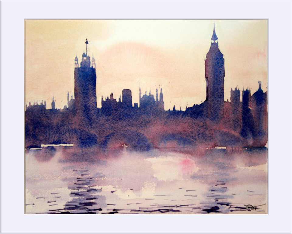 "Londres. El Parlamento" - Acuarela, 26x32 cm