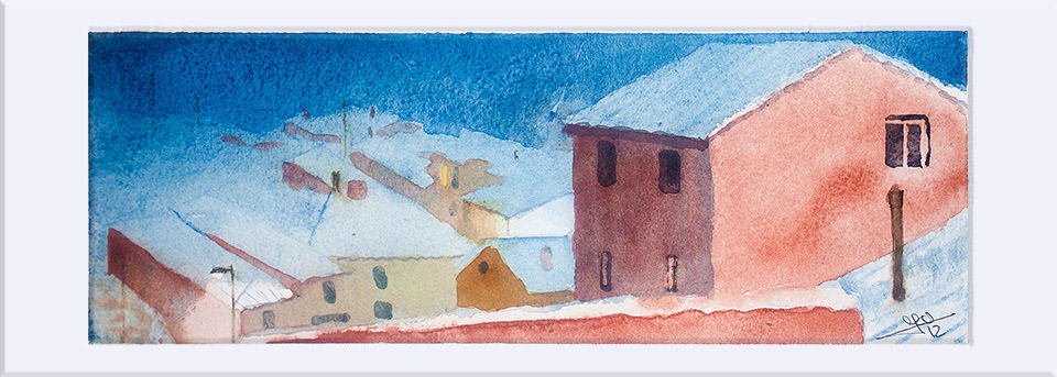 "Concud Nevado XI " - Acuarela, 10x28 cm