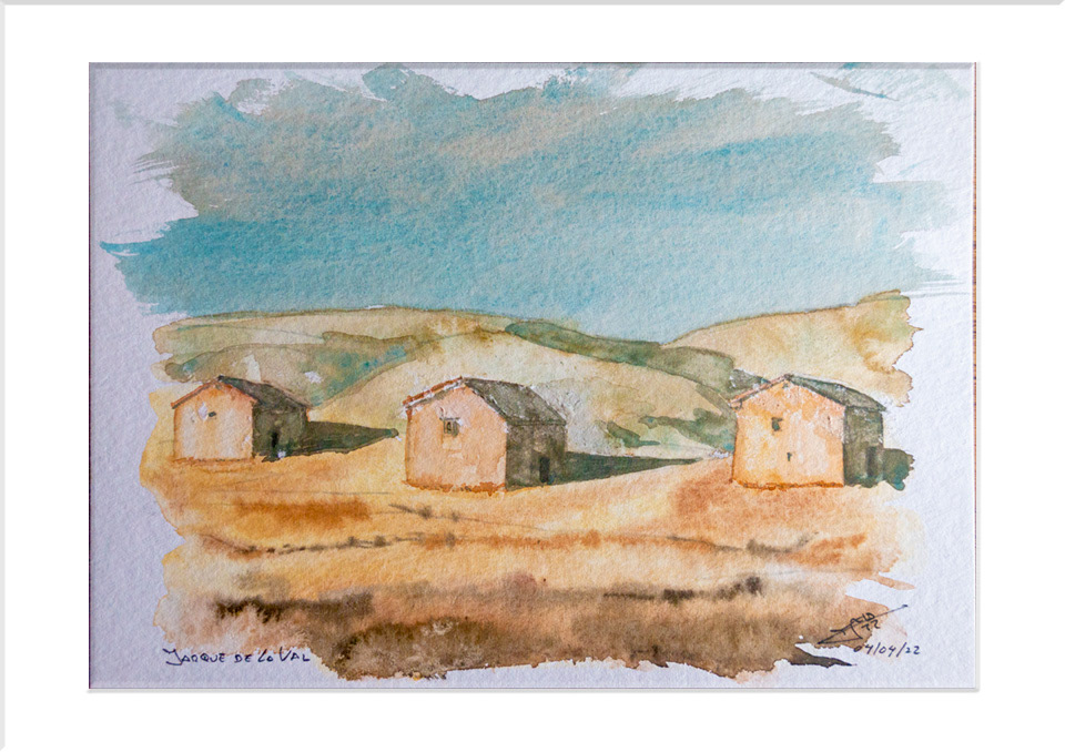 Jarque de la Val. Pajares. Acuarela, 24 x 32 cm