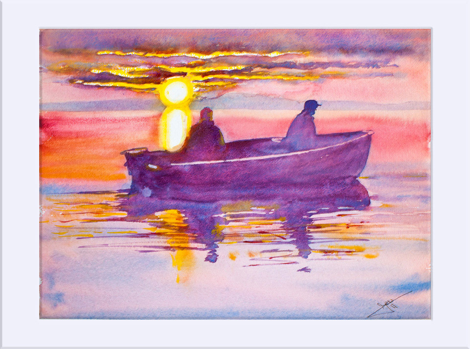 "Atardecer VIII " - Acuarela, 29x39 cm