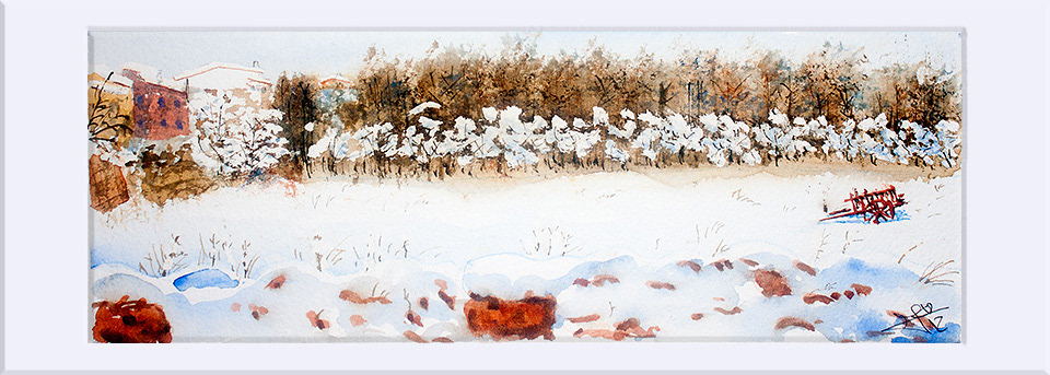 "Concud Nevado XIII " - Acuarela, 10x28 cm